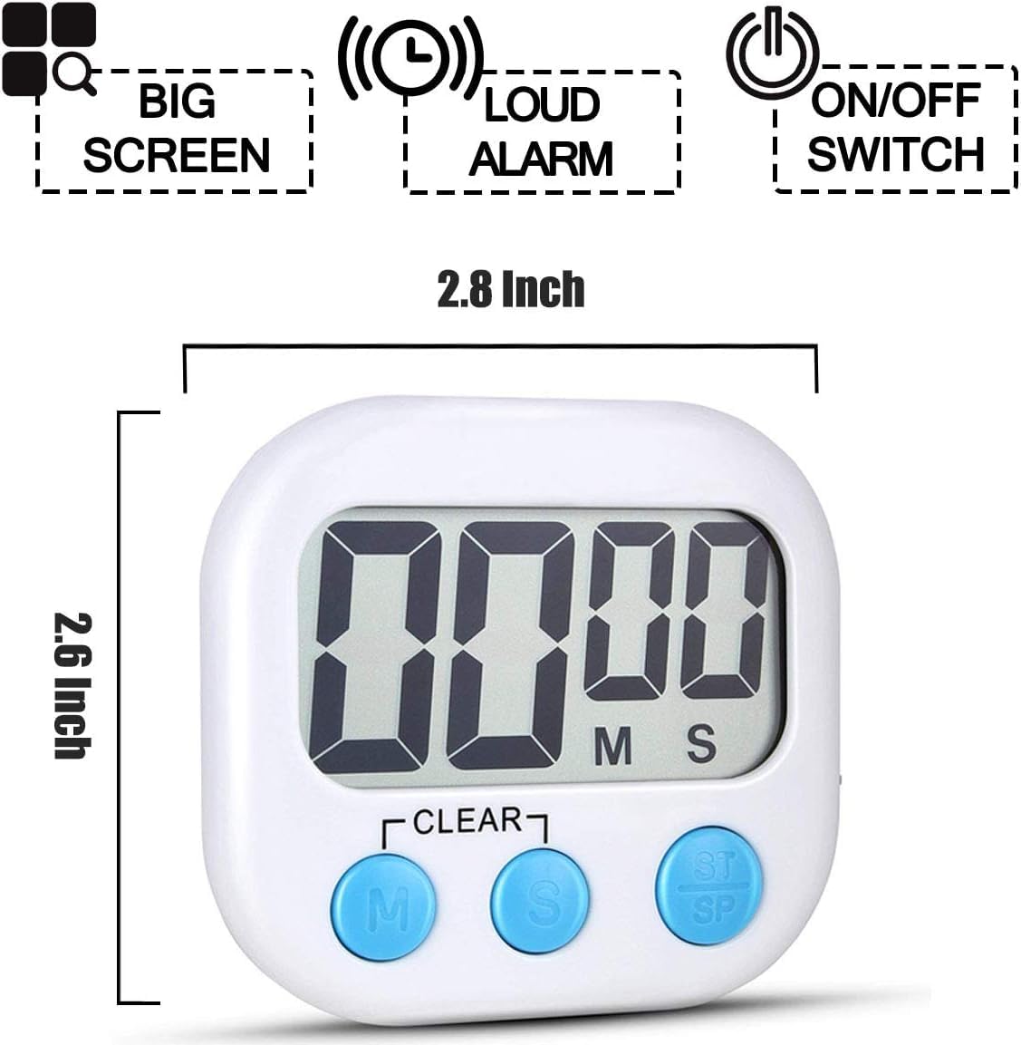 DOCAT Digital Kitchen Timer & Stopwatch with Large Display - Magnetic Back, Loud Alarm for Cooking, Baking, Study & Workouts | Essential Kitchen Tool for Ovens, Classrooms & Gym