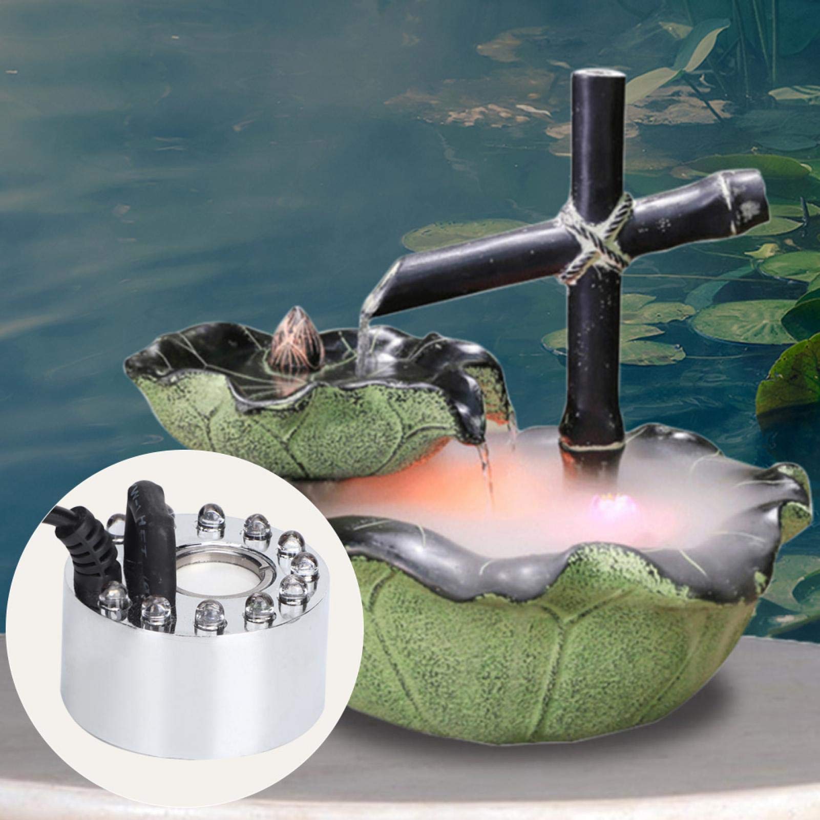 GLOGLOW Ultrasonic Mist Maker with 12 LED Lights - Mini Fog Machine for Aquariums, Water Fountains, Ponds & Fish Vases (US Plug) - Perfect for Home Decor, Hydroponics & Relaxation Spaces