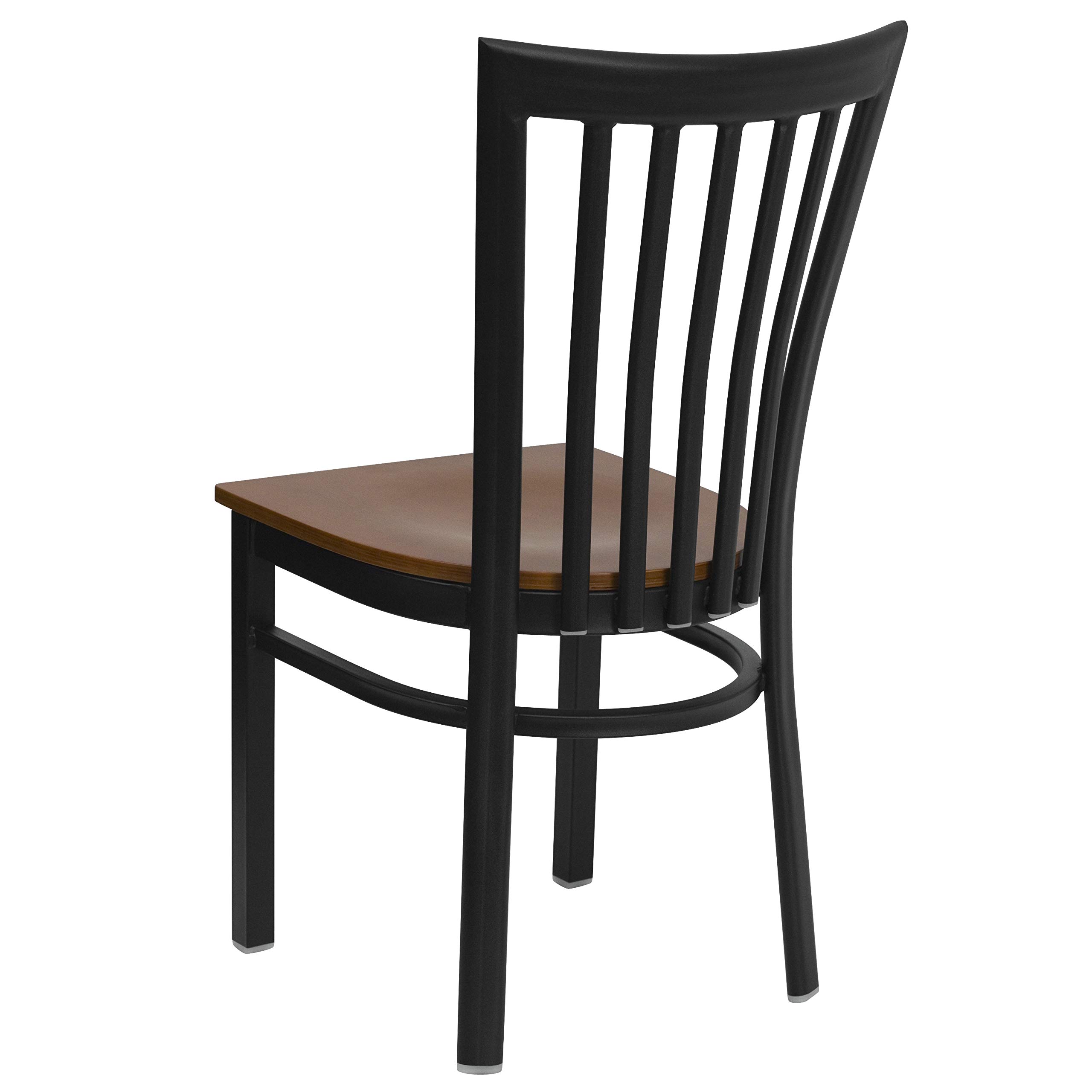 Flash Furniture 2-Pack HERCULES Series Black Metal Restaurant Chairs with Cherry Wood Seats - Heavy Duty Schoolhouse Style Dining Chairs for Cafeteria, Kitchen, or Commercial Use