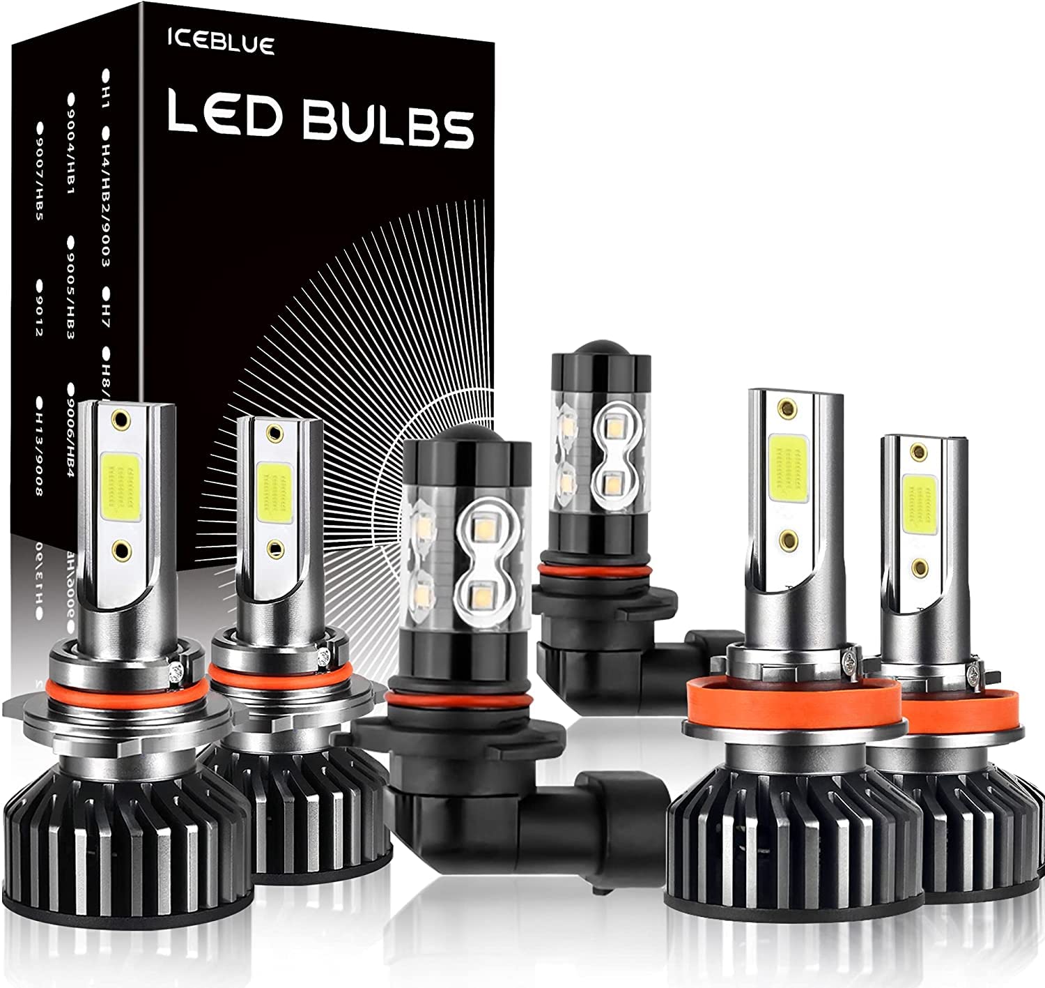 2015-2020 Ford F-150 LED Headlight Bulbs Kit - 9005/HB3 High Beam + H11 Low Beam + 9140 Fog Lights (6-Pack) - Super Bright White Light for Night Driving & Off-Road Adventures