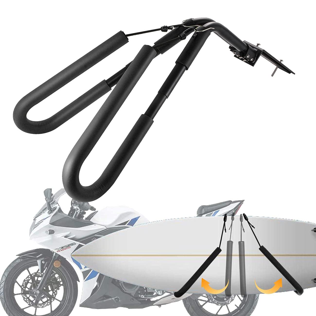 Riiai Surfboard Rack Holder - Universal Wakeboard & Motorcycle Mount - Secure Seat Post Carrier for Surfing Gear - Perfect for Beach Trips & Water Sports Adventures