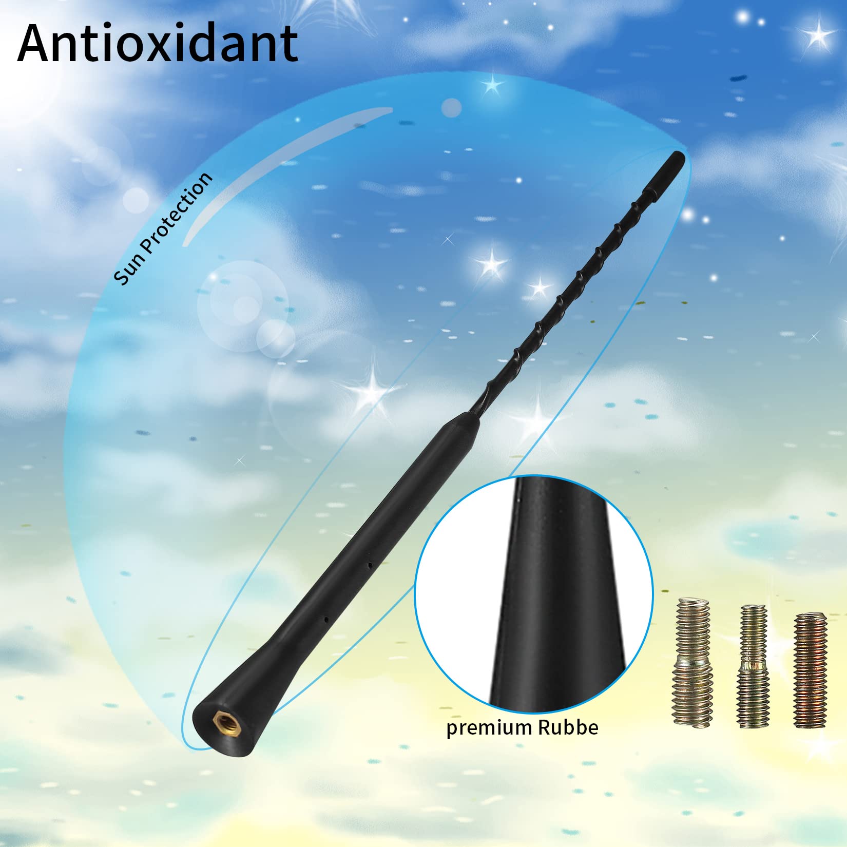 Universal 28cm Car Aerial AM FM Antenna with M4/M5/M6 Thread - Roof Mount Radio Antenna Replacement for Enhanced AM/FM Reception - Perfect for Cars, Trucks & SUVs