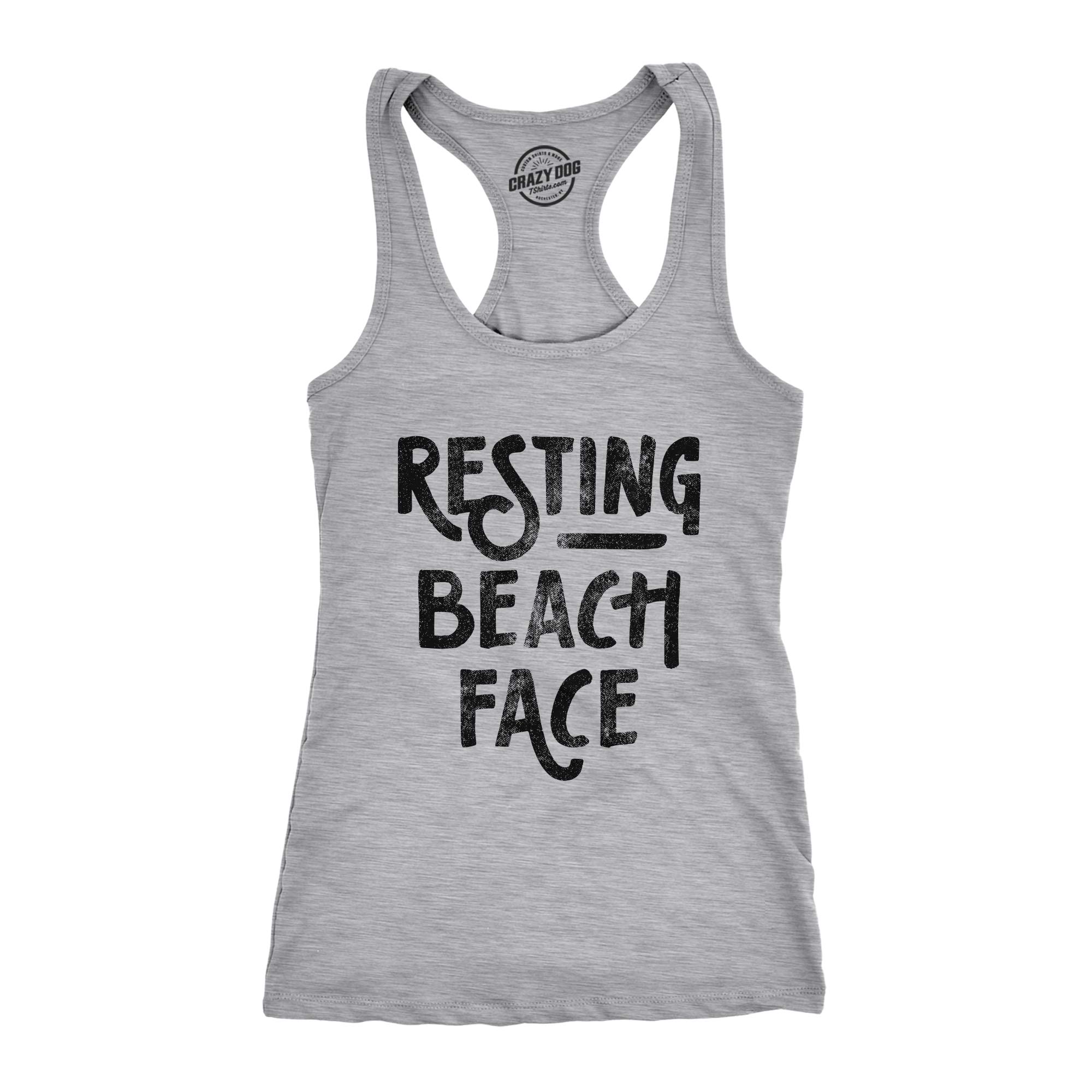 Funny Women's Fitness Tank Top - 'Resting Beach Face' Graphic Tee for Spring Break & Vacation | Gym, Yoga, Beachwear, Casual Outfit