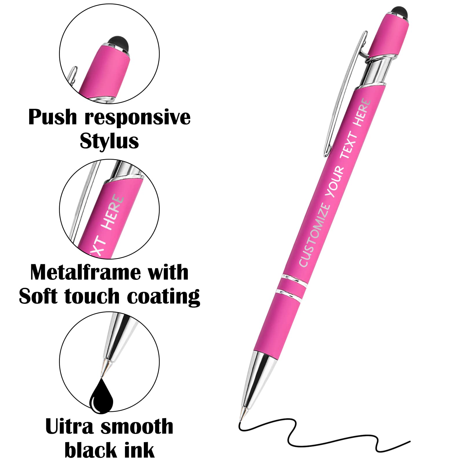 156 Pcs Custom Pens with Stylus - Personalized Engraved Pens for Business, Graduation & Anniversaries - Free Text & Logo Engraving (Bulk Orders up to 500pcs) - Perfect for Corporate Gifts, Promotional Events & Special Occasions