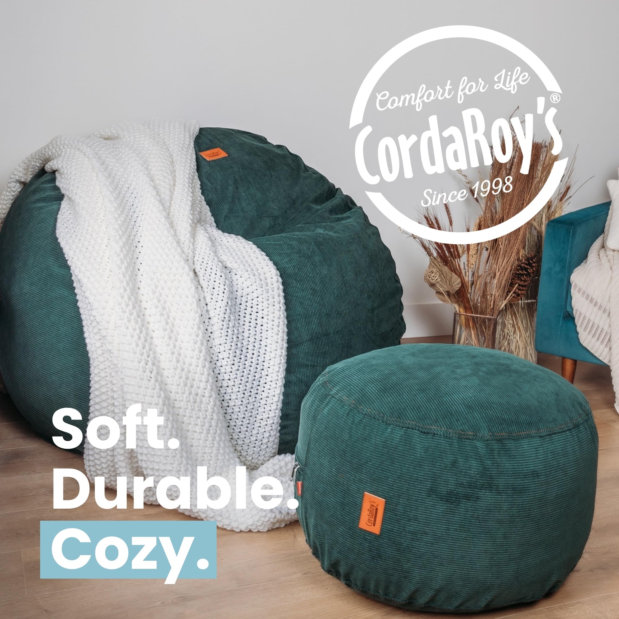 CordaRoy's Convertible Faux Fur Bean Bag Chair - King Size White Foldable Lounger | As Seen on Shark Tank | Perfect for Living Rooms, Game Rooms & Teen Bedrooms