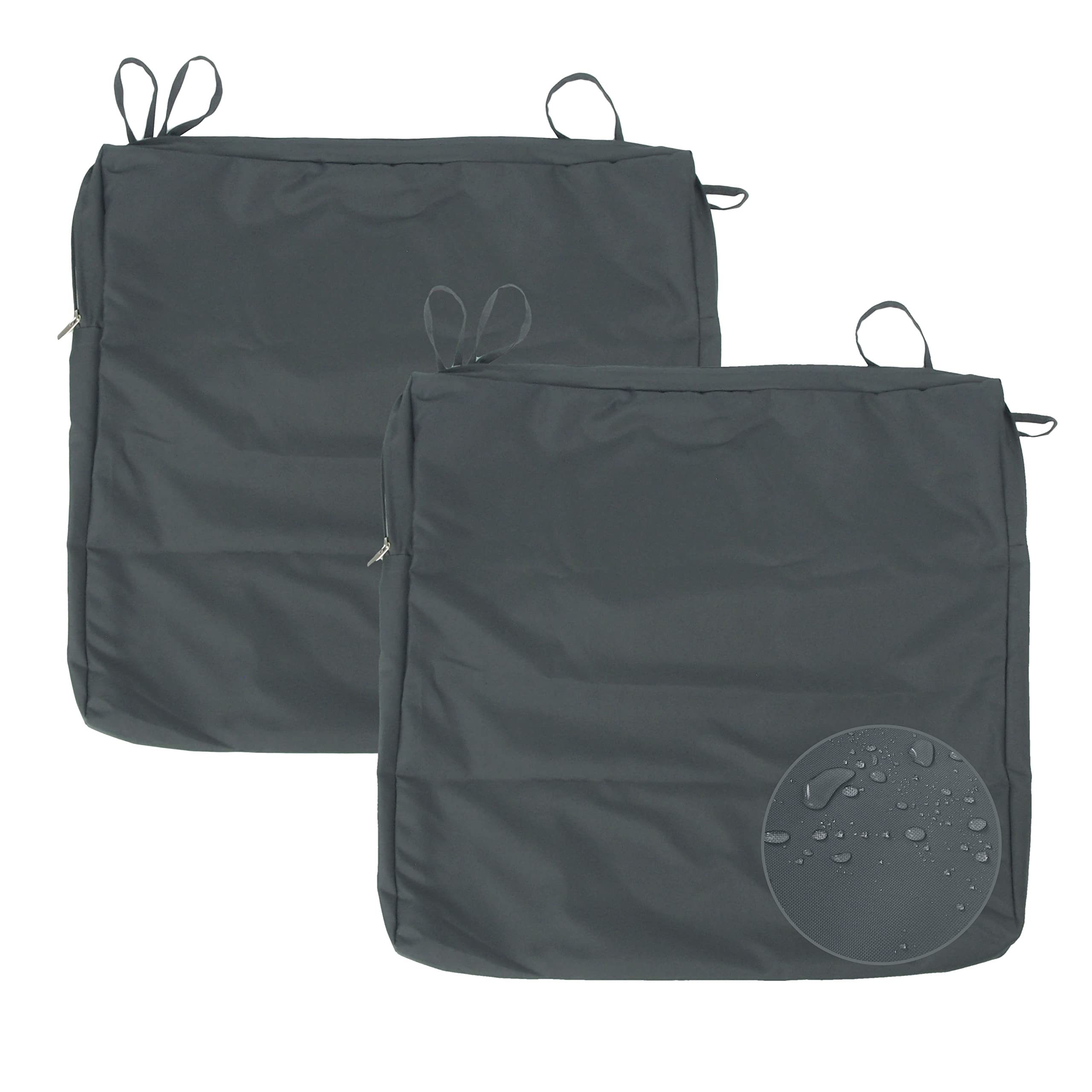Waterproof Outdoor Patio Cushion Covers 18x18x2 Inches - 2 Pack Gray Replacement Covers for Patio Furniture - Perfect for Deck, Porch, Garden & Poolside Use