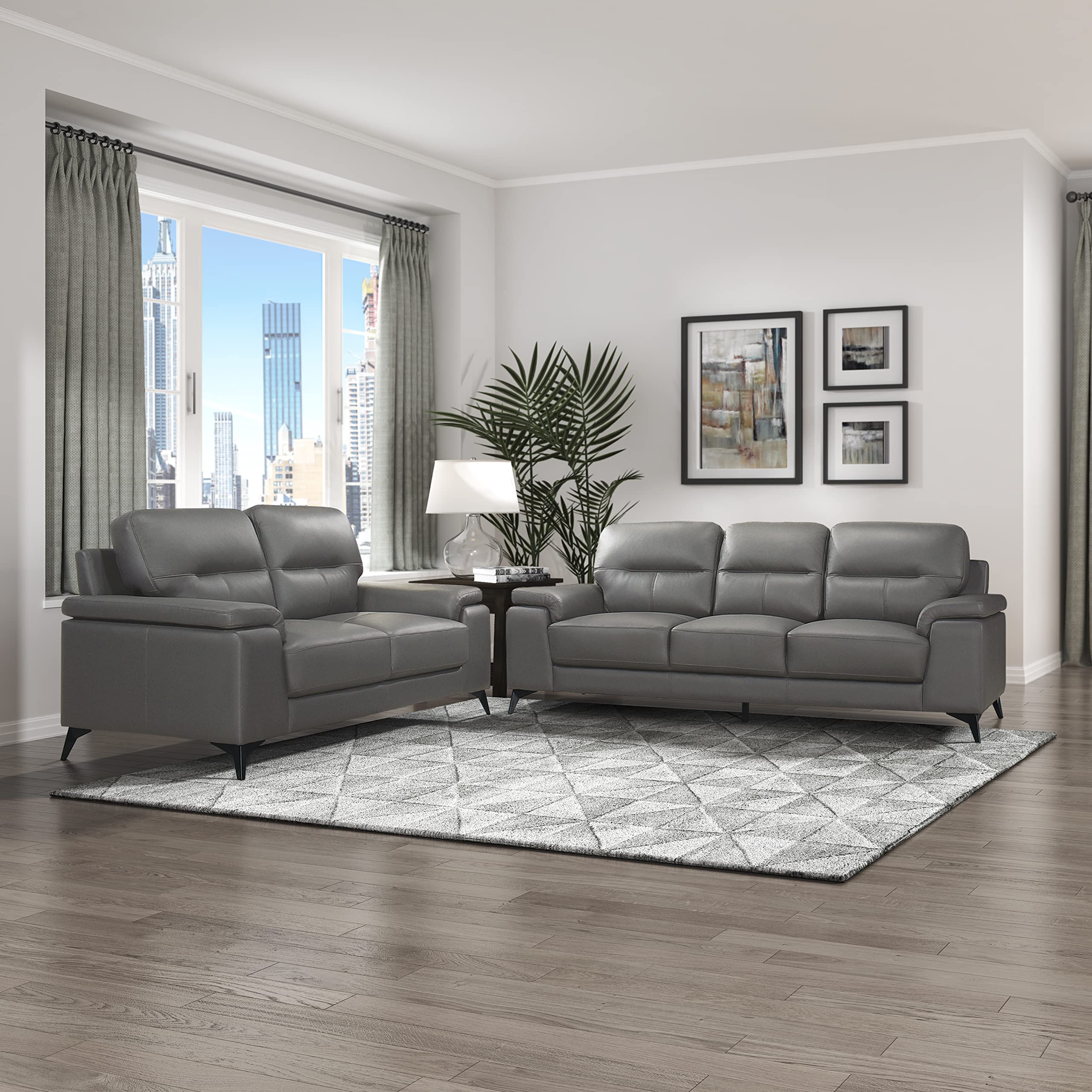 Lexicon Iglesia Modern Loveseat Sofa for Living Room - Dark Gray Upholstered 2-Seater Couch, Perfect for Small Spaces, Apartments & Cozy Home Decor