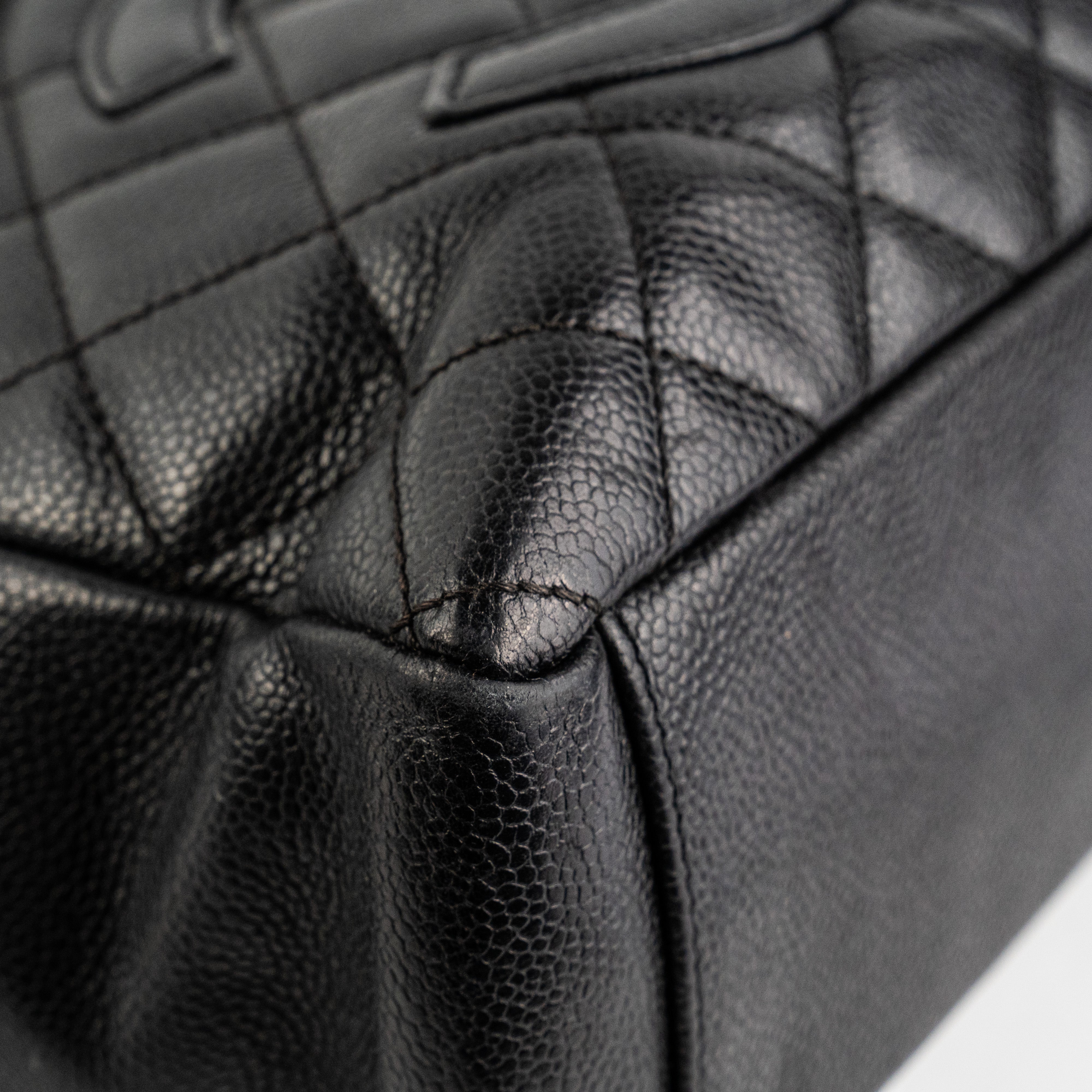 Chanel PST Caviar Black Leather Shoulder Tote Bag for Women - Luxury Designer Handbag for Work, Travel & Everyday Use