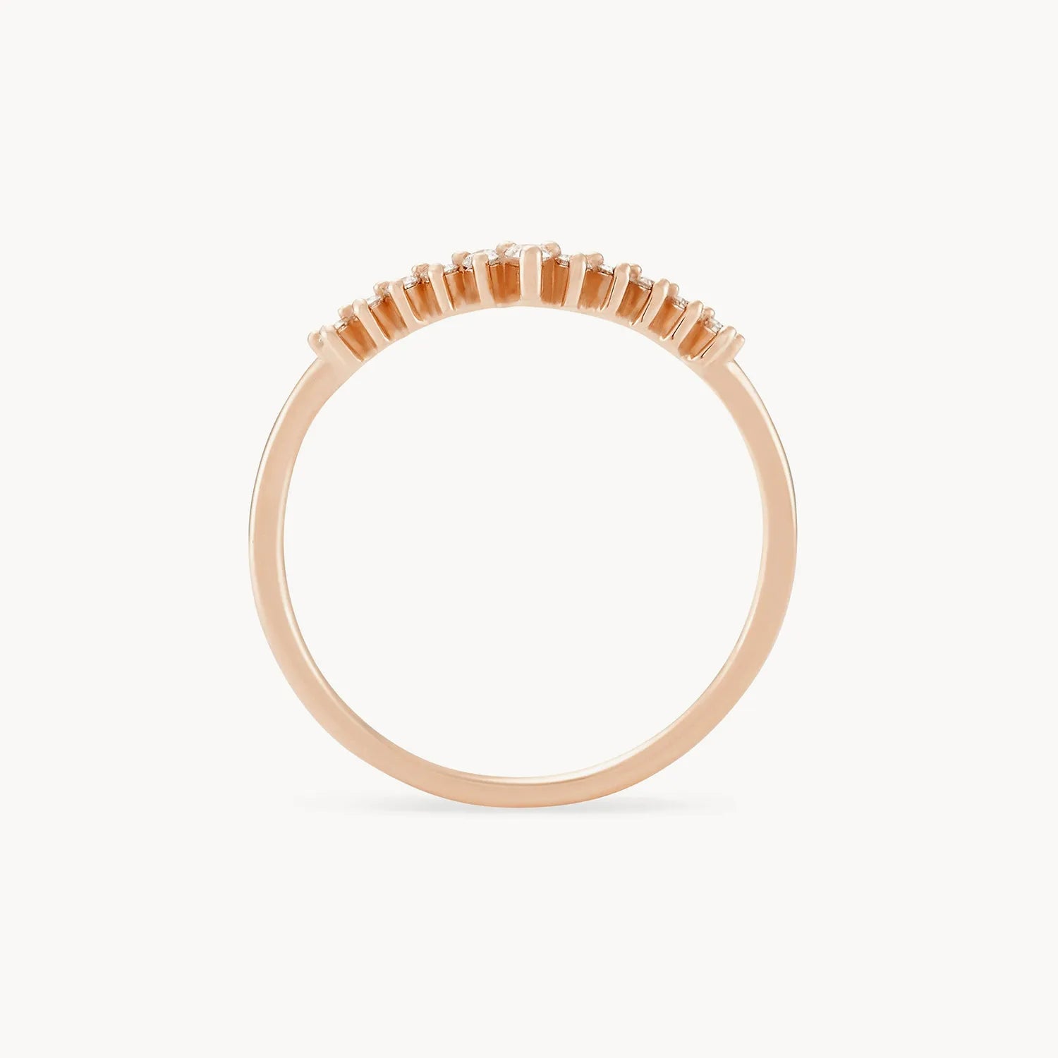 14K Rose Gold Sunbeam Ring with White Diamonds - Elegant Stackable Ring for Women, Perfect for Weddings, Anniversaries & Everyday Wear