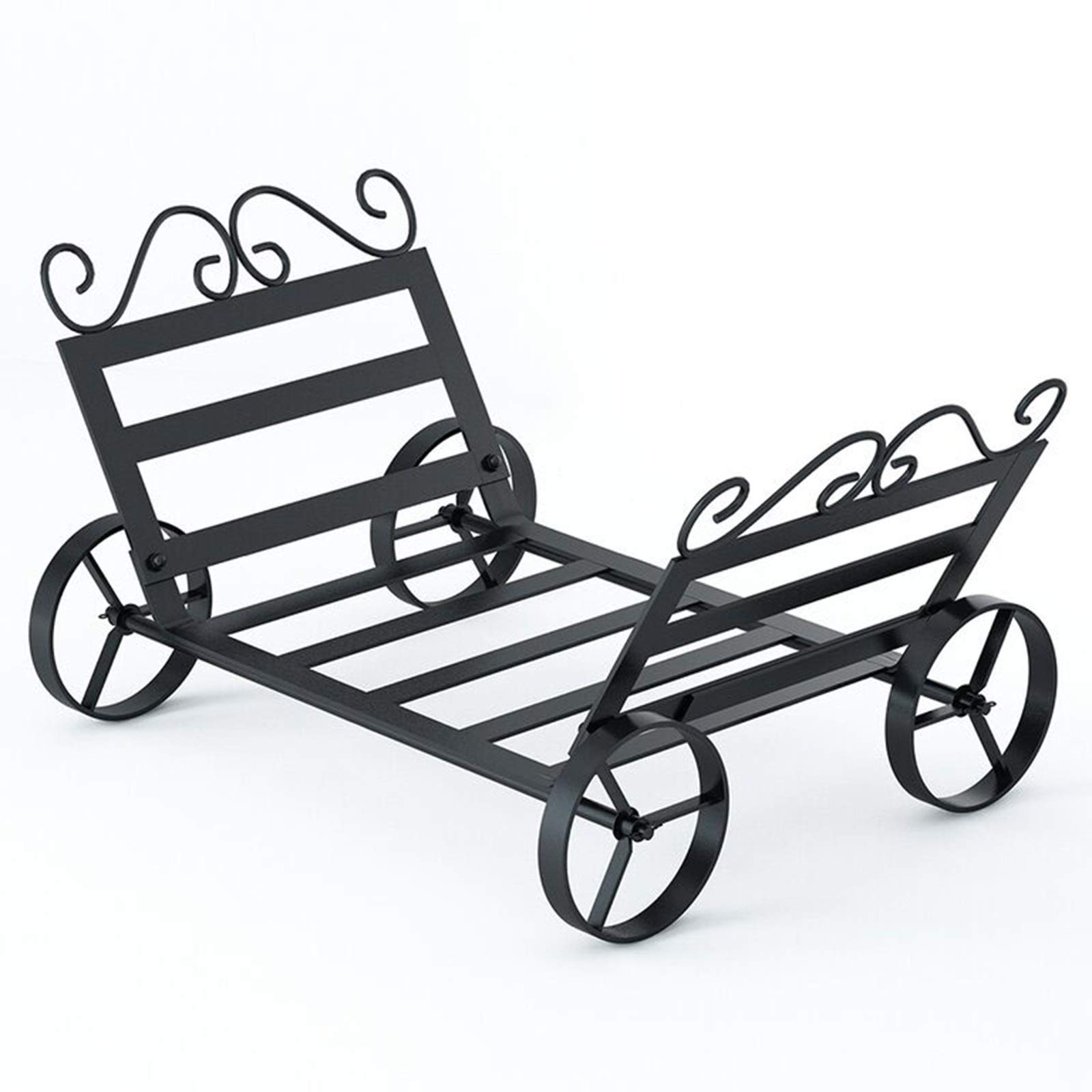 Modern Firewood Rack Small Decorative Log Holder with Scroll Design - Heavy Duty Wrought Iron for Indoor/Outdoor Use - Black Firewood Storage Solution for Fireplace, Patio & Camping