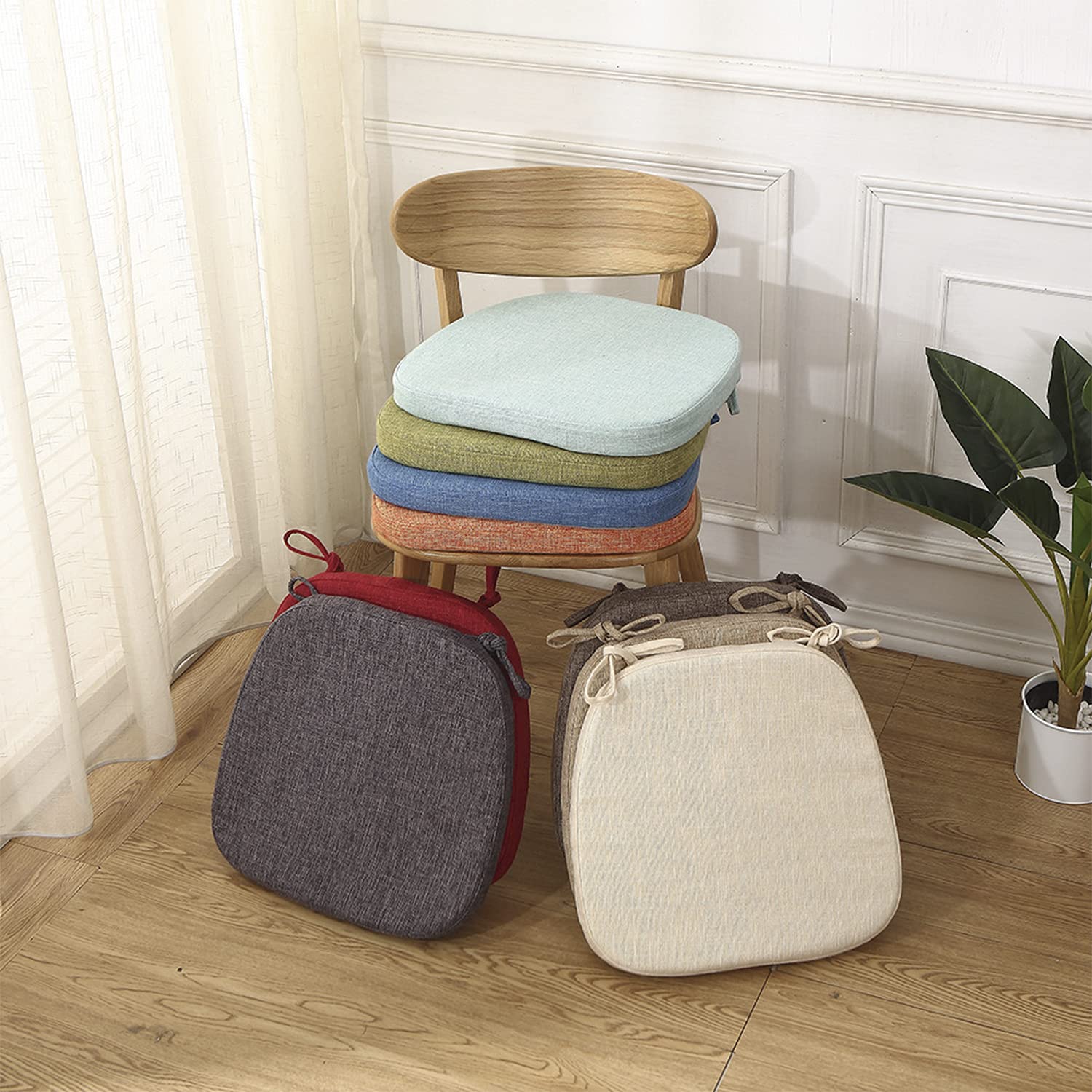 **Memory Foam Dining Chair Cushion with Non-Slip Ties - 16.5