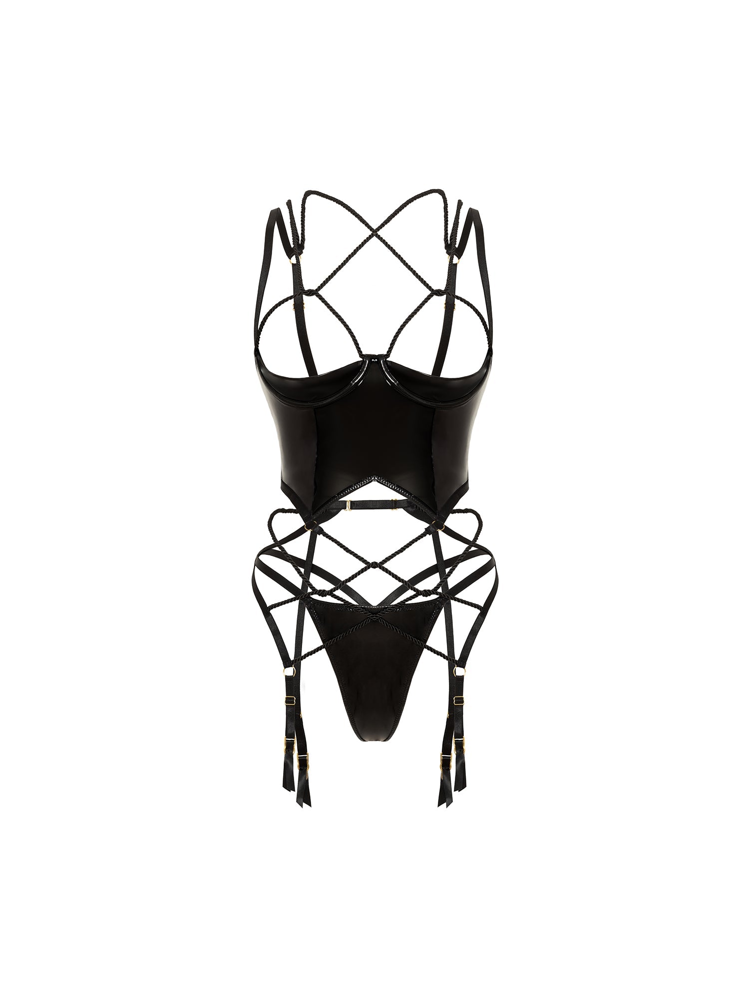 Sexy Fetish Merrywidow Bra Set with Tied Up Straps - Perfect for BDSM, Role Play & Lingerie Lovers
