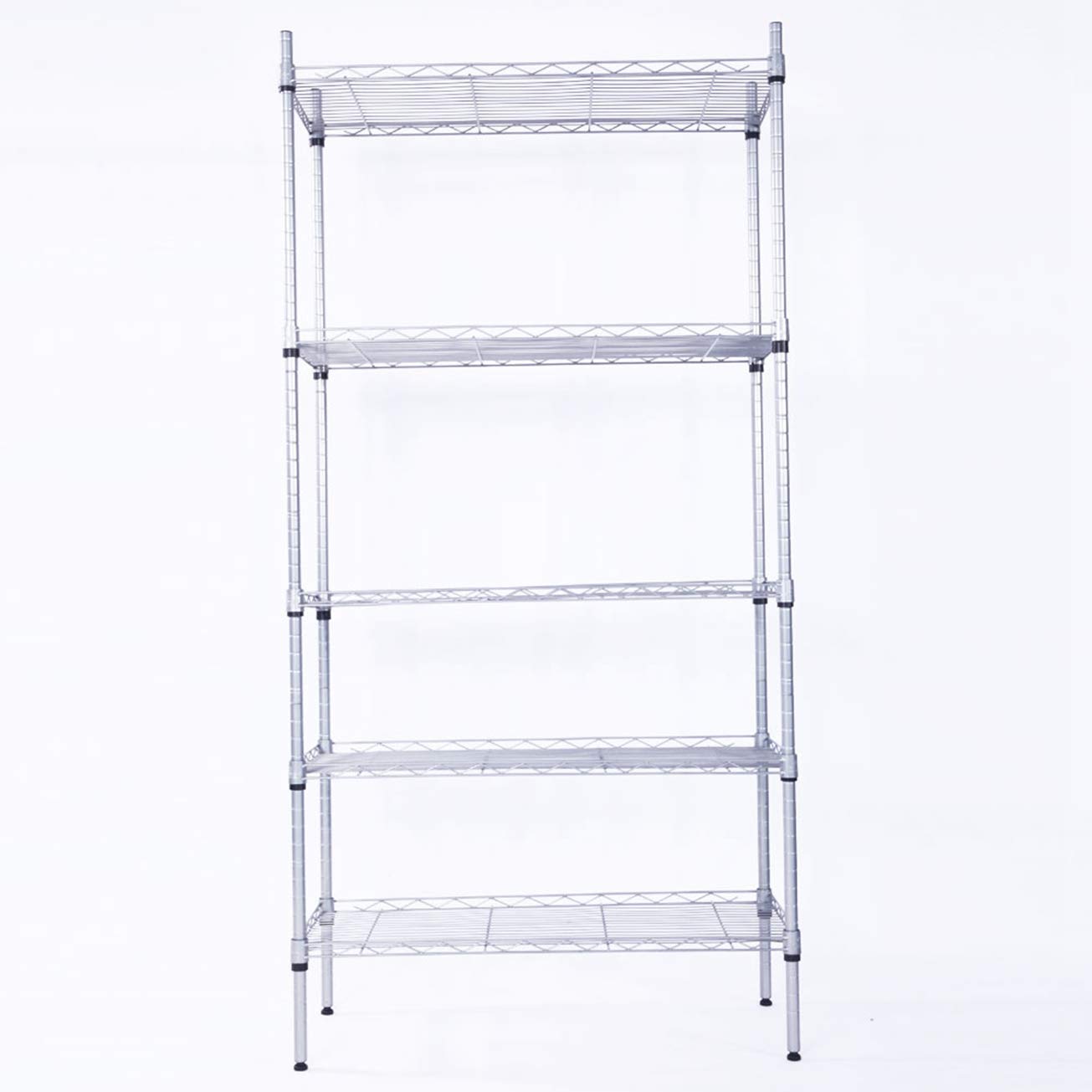 5-Tier Rectangle Carbon Steel Storage Rack - Heavy Duty Metal Shelving Unit for Kitchen, Living Room, Bathroom & Garage Organization - Silver Gray Space Saving Utility Shelf (MITPATY) - Perfect for Pantry Storage, Closet Organization & Garage Shelving Solutions
