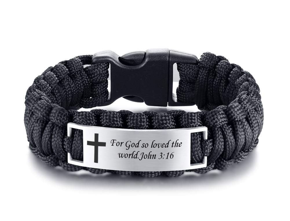 Christian Bible Verse Bracelet - Stainless Steel Paracord for Outdoor & Gifts