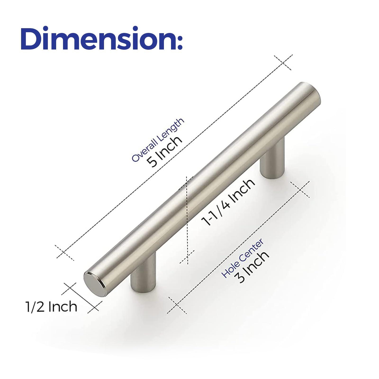 Ravinte 30 Pack 5 Inch Brushed Nickel Cabinet Pulls - Stainless Steel Kitchen Drawer Handles with 3 Inch Hole Center - Perfect for Modern Cabinets, Dressers & Furniture Upgrades