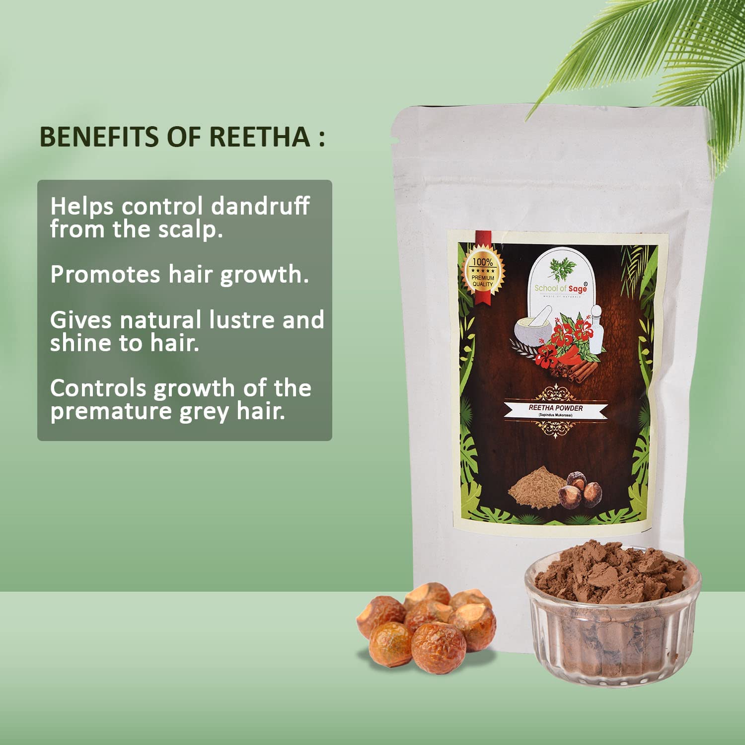 Organic Reetha Powder 100g - Natural Soapnut for Hair Care, Shampoo & Skin Cleansing - Ideal for DIY Beauty, Ayurvedic Remedies & Eco-Friendly Cleaning