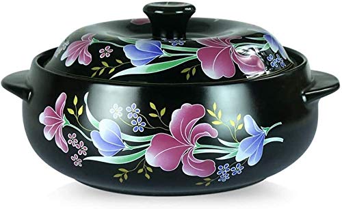 Premium Ceramic Casserole Dish with Lid - 4 Quart Non-Stick Round Dutch Oven, Heat-Resistant Flower Pattern Clay Pot for Baking, Soups & Stews | Perfect for Oven, Stovetop & Serving at Family Dinners