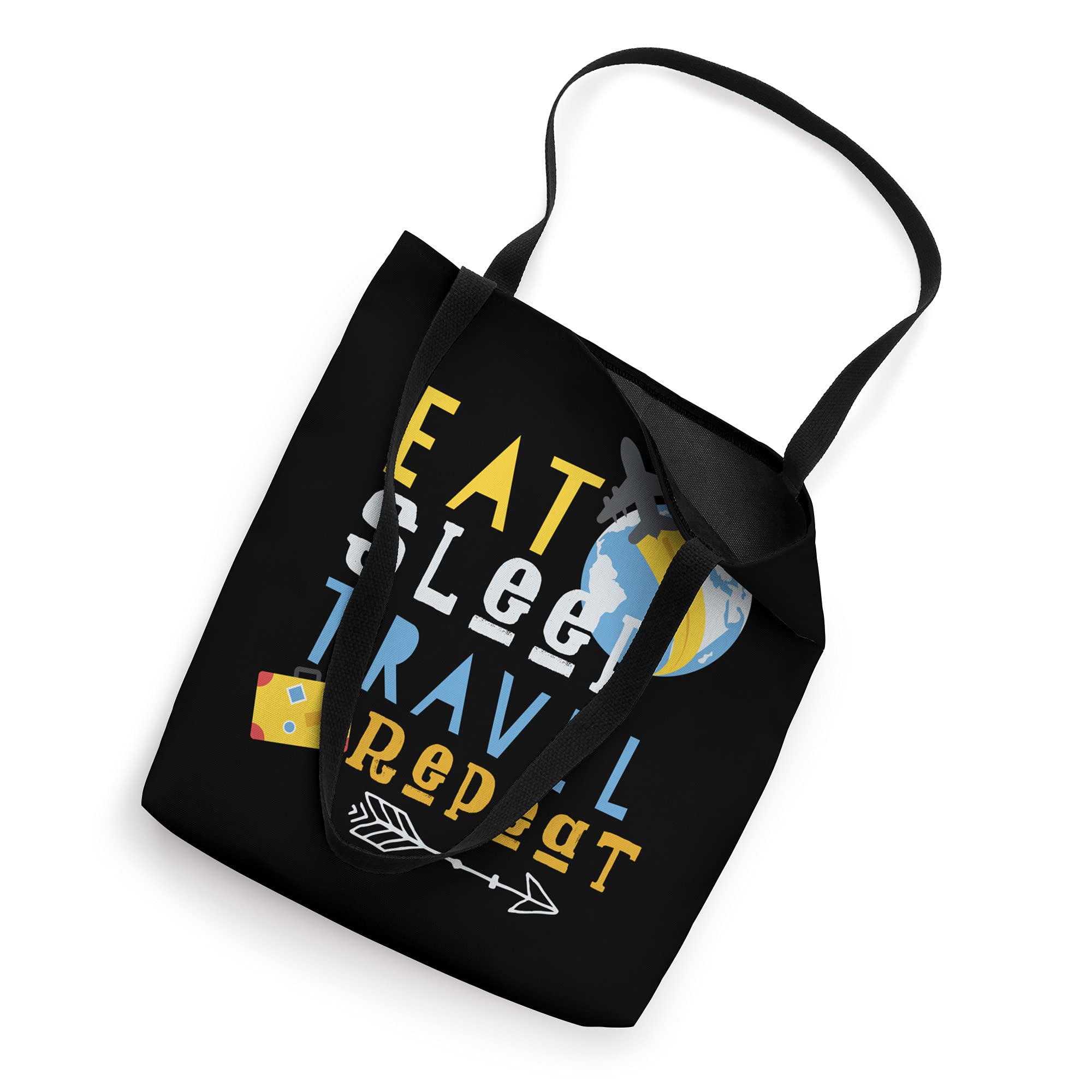 Eat Sleep Travel Repeat Tote Bag - Stylish & Durable Travel Tote for Women - Perfect for Vacations, Beach Trips & Daily Commute