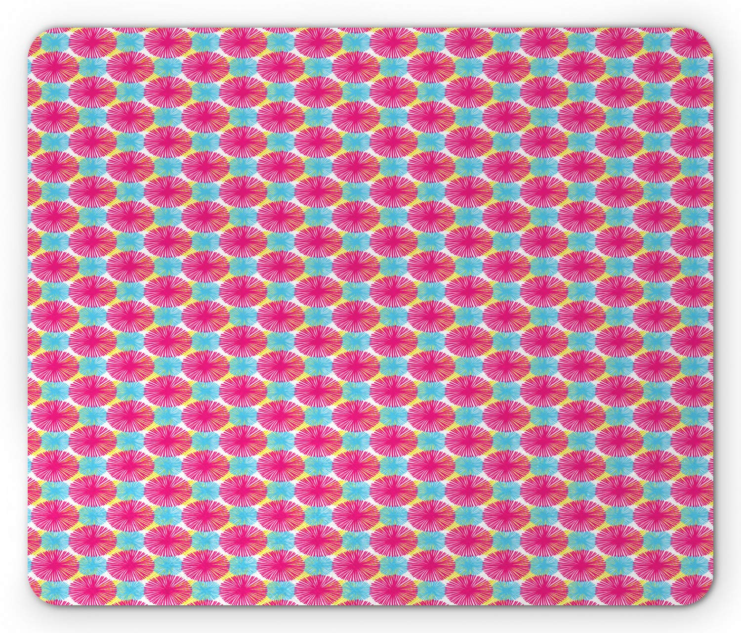 Ambesonne Summer Mouse Pad - Vibrant Floral Design, Non-Slip Rubber Base, Standard Size Computer Accessory for Office & Gaming (Hot Pink & Sky Blue) - Perfect for Home, Office, and Gaming Setups