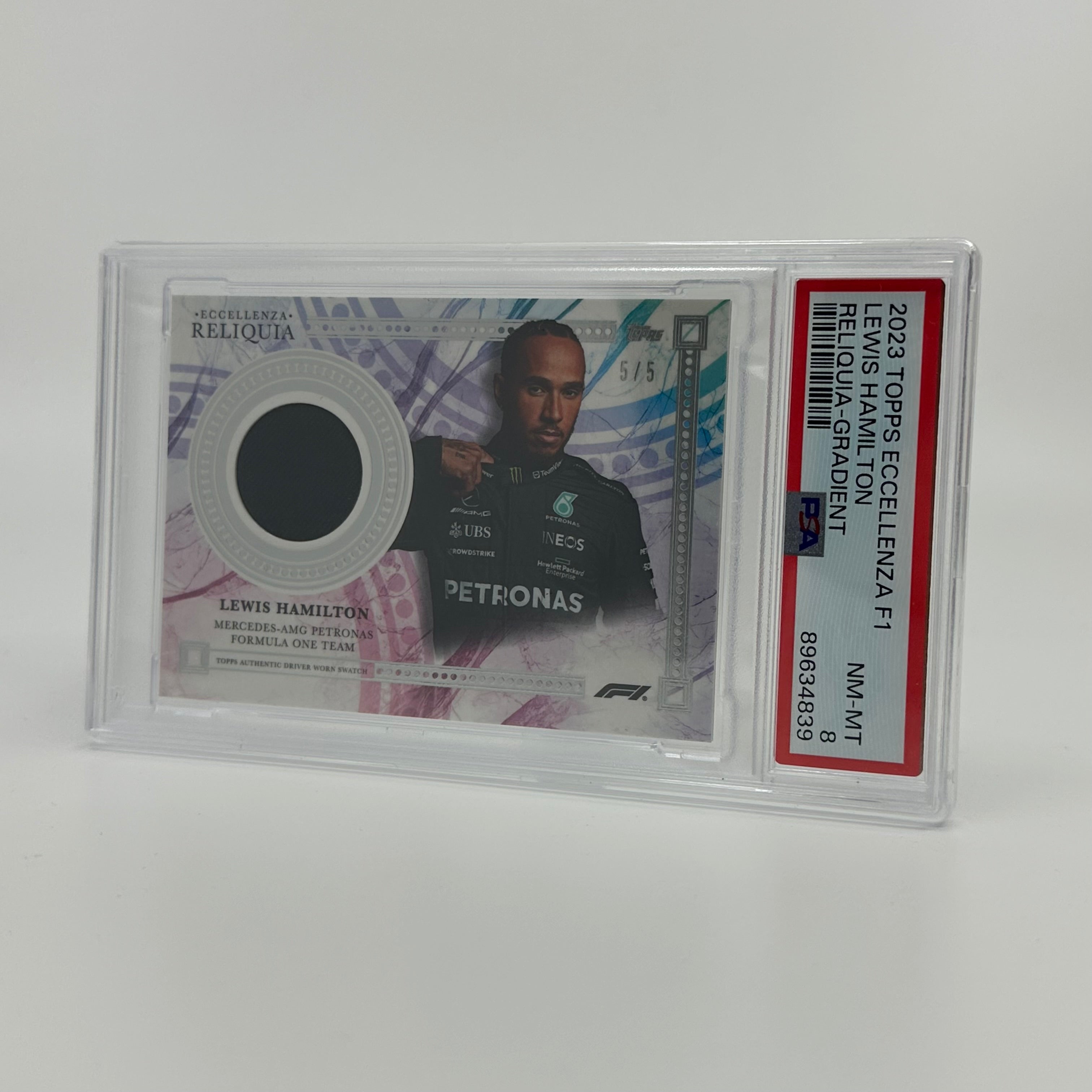 2023 Topps Eccellenza Lewis Hamilton Gradient Relic PSA 8 5/5 - Rare F1 Racing Memorabilia for Collectors & Sports Fans Display