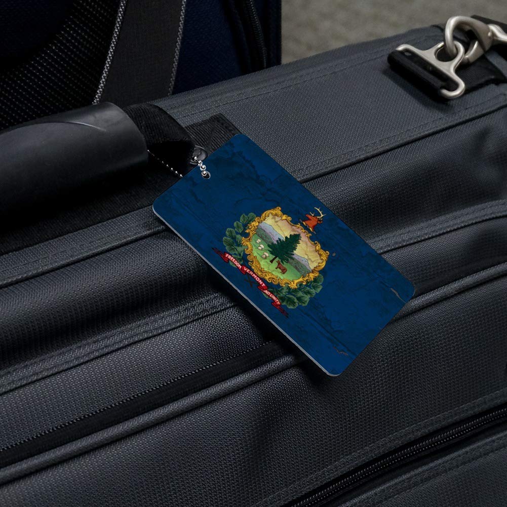 Vintage Distressed Vermont State Flag Luggage Tag - USA Themed Carry-On ID Tag for Suitcases, Backpacks & Travel Bags | Perfect for Travelers, Camping & Road Trips