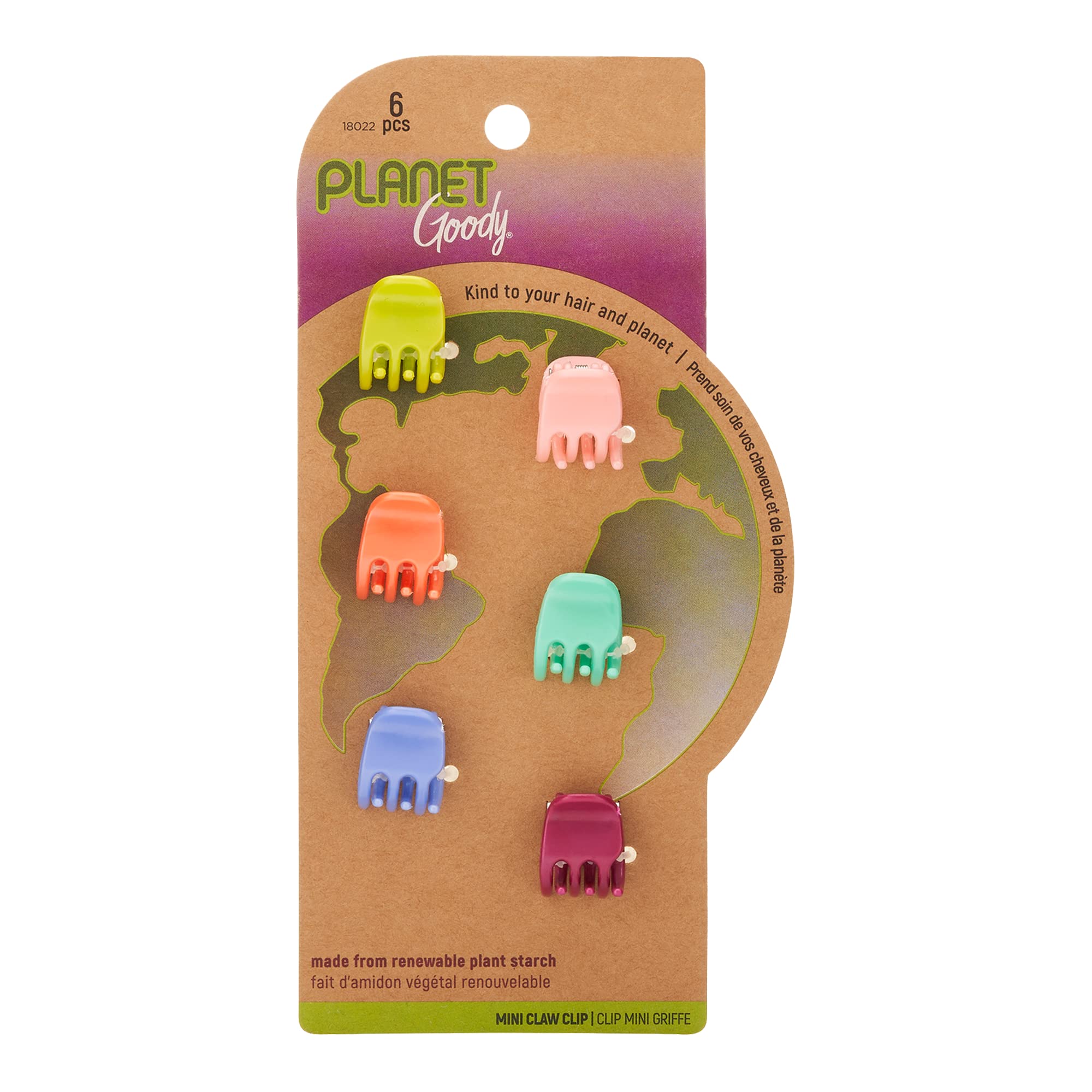 Goody Bio-Plastic Mini Claw Hair Clips - 6 Pack Assorted Colors | Snap Closure for Secure Hold | Eco-Friendly Hair Accessories for Women & Girls | Perfect for School, Work & Everyday Styling