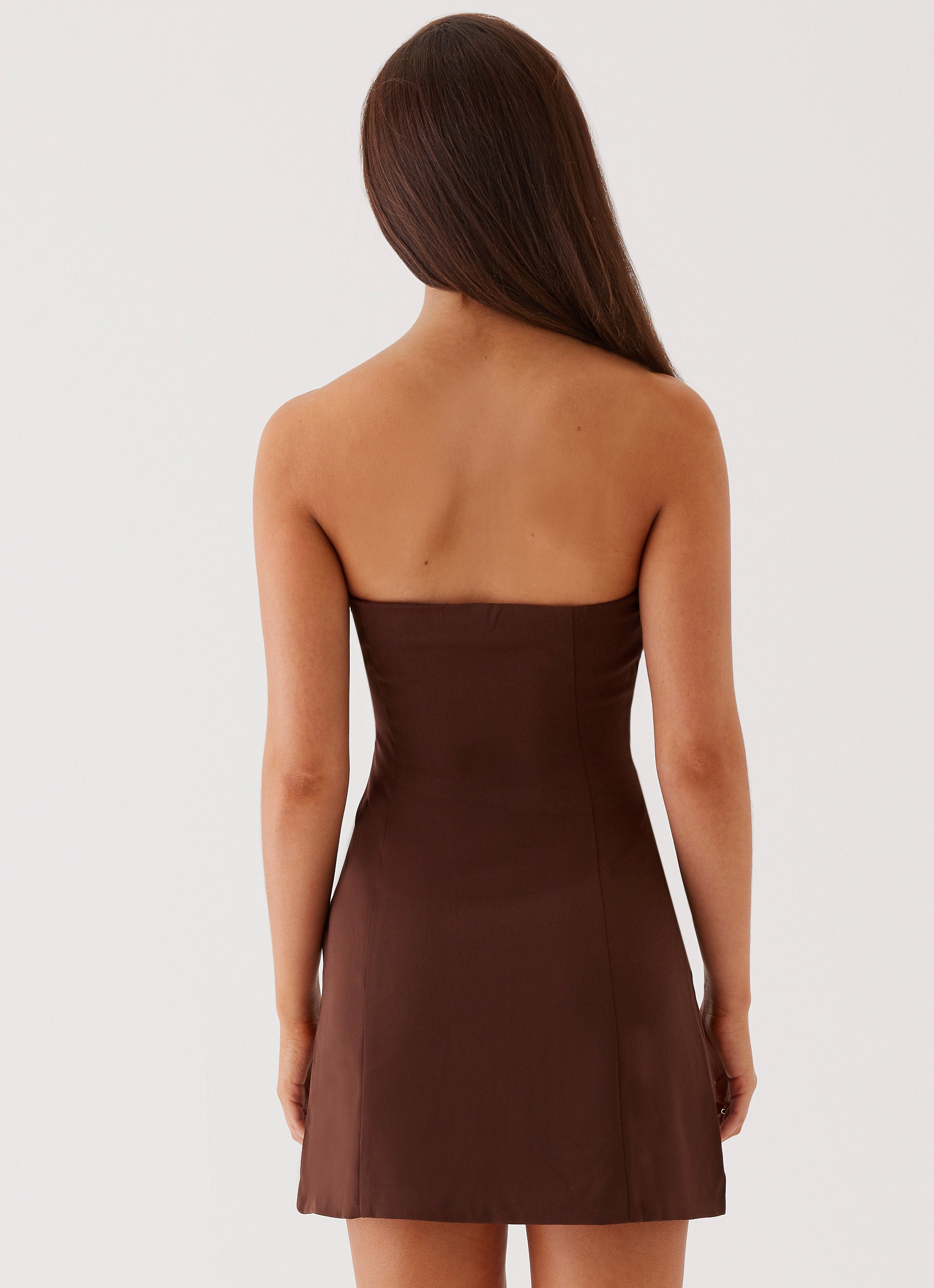 Strapless Mini Dress for Women - Ayanna Chocolate Brown Bodycon Party Dress | Perfect for Night Out, Club, Date Night, Cocktail Party