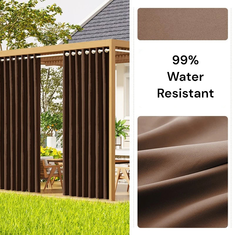 Durable All-Weather Antibacterial Outdoor Curtains - Custom Size for Patio, Deck, and Poolside Privacy - Waterproof & UV Resistant
