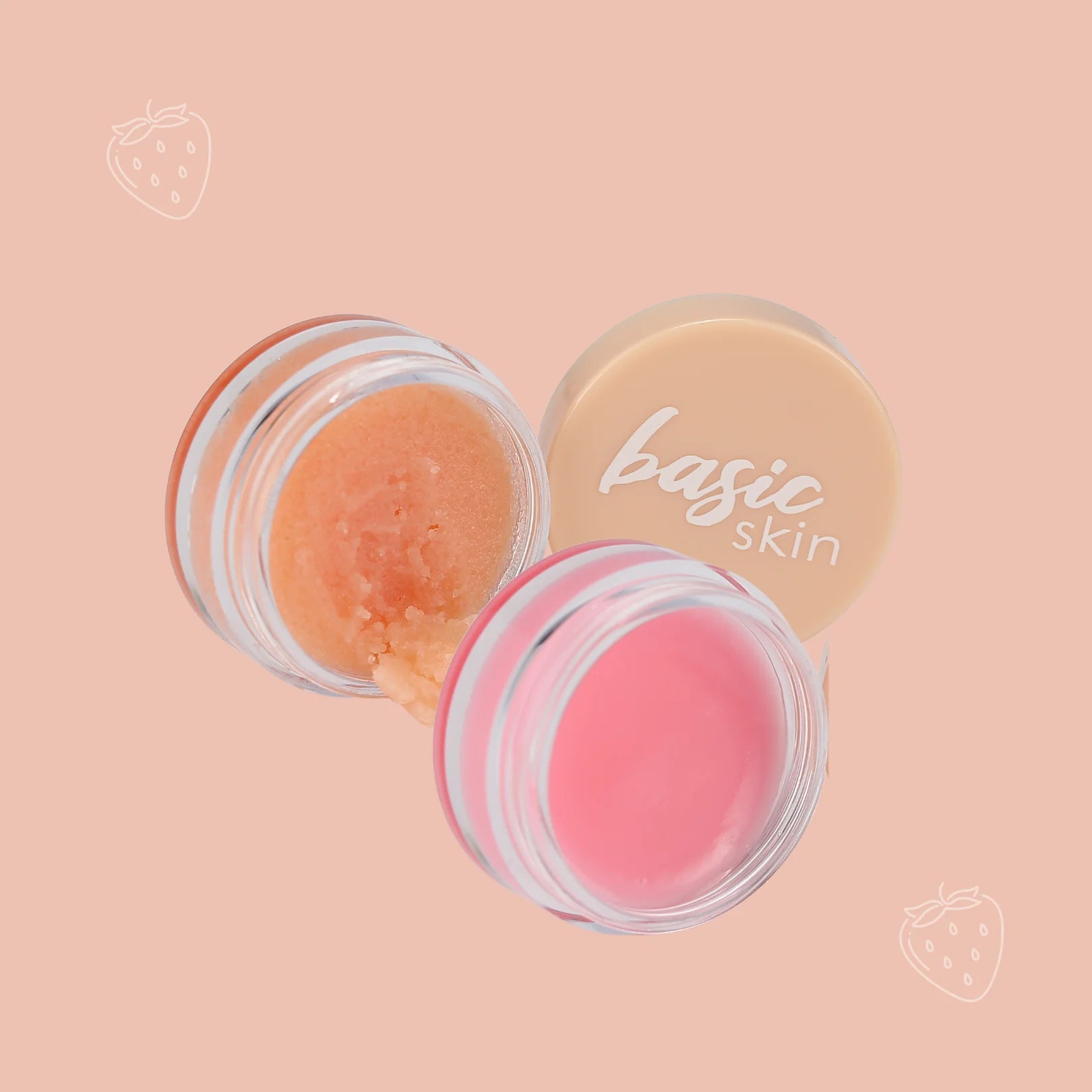 Strawberry Lip Scrub & Lip Mask Duo - Exfoliating & Hydrating Lip Care Set for Soft, Smooth Lips - Perfect for Dry, Chapped Lips & Nighttime Lip Treatment