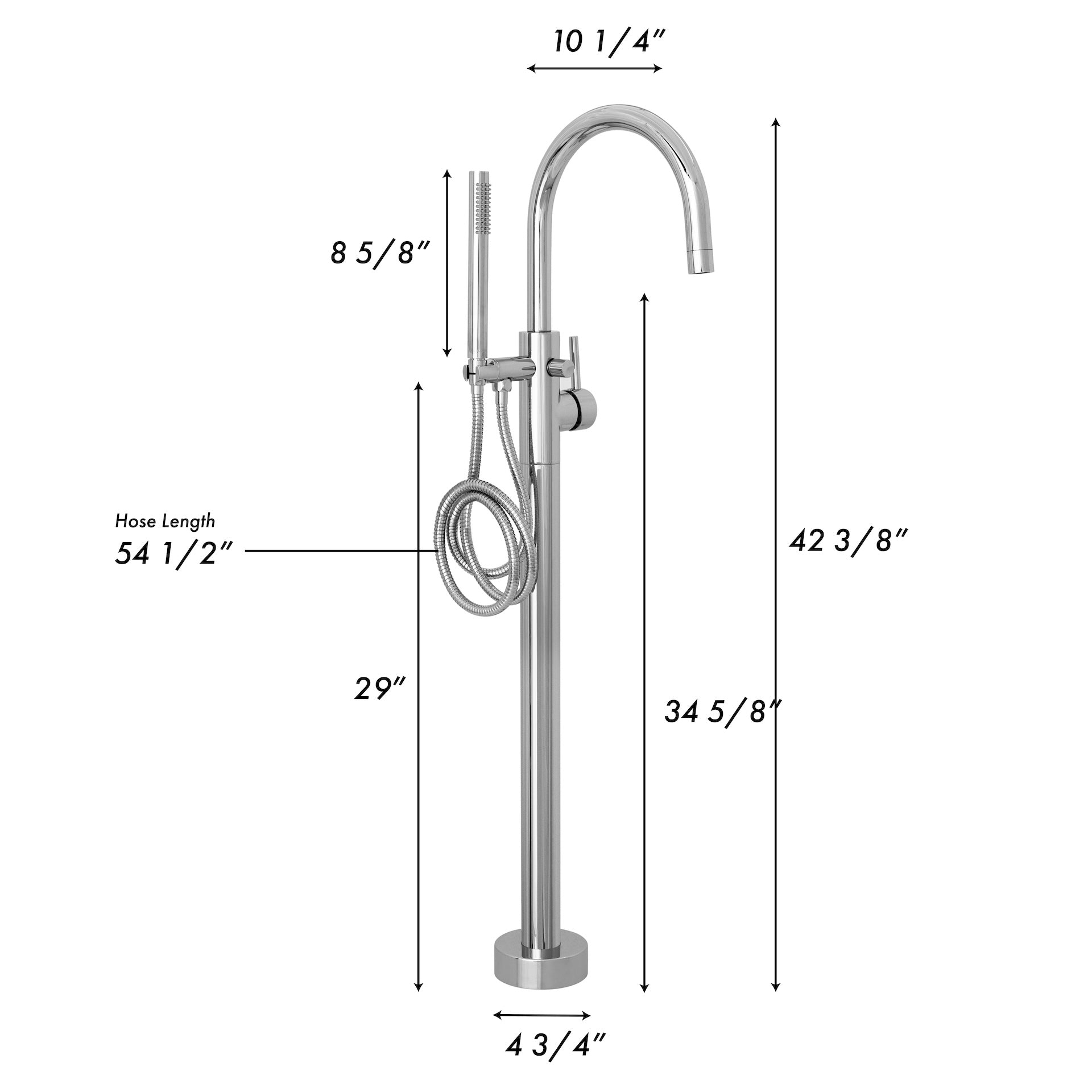 ZLINE Emerald Bay Bathtub Filler with Hand Shower in Chrome - High Arc Roman Tub Faucet with Diverter Valve for Spa-Like Bathing Experience (EMBY BTF CH)