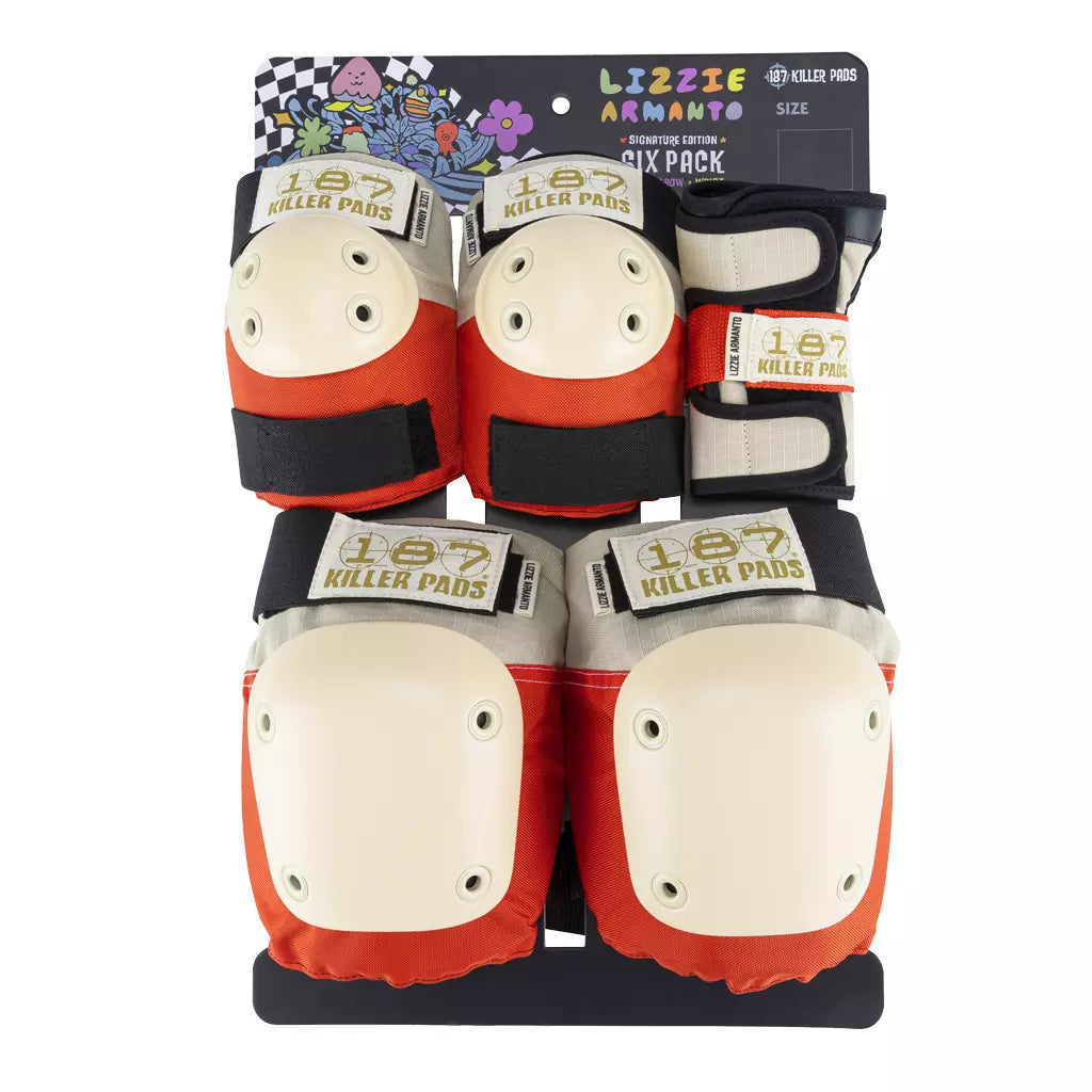187 Killer Pads Jr. Six Pack Combo Pack - Premium Junior Skateboard Pads Set (Elbow/Knee/Wrist Guards) - Perfect for Kids Skateboarding, Scooter Riding & Roller Skating Safety Gear