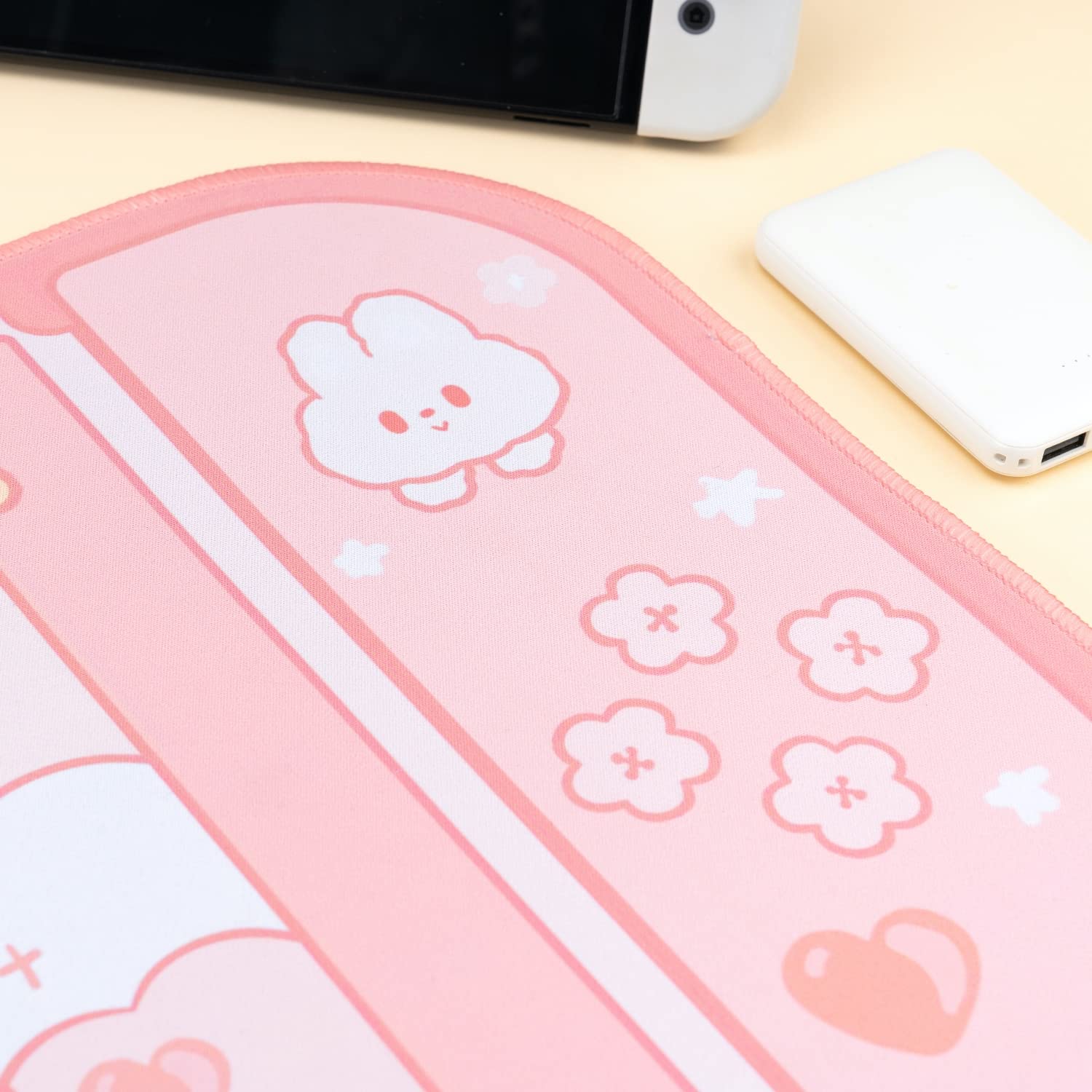 BelugaDesign Bunny Desk Pad - Large Pastel Pink Gaming Mouse Mat for Nintendo Switch, Keyboard & PC - Cute Kawaii Rabbit Anime Desk Protector - Perfect for Easter Gifts, Gaming Setups & Office Workspaces