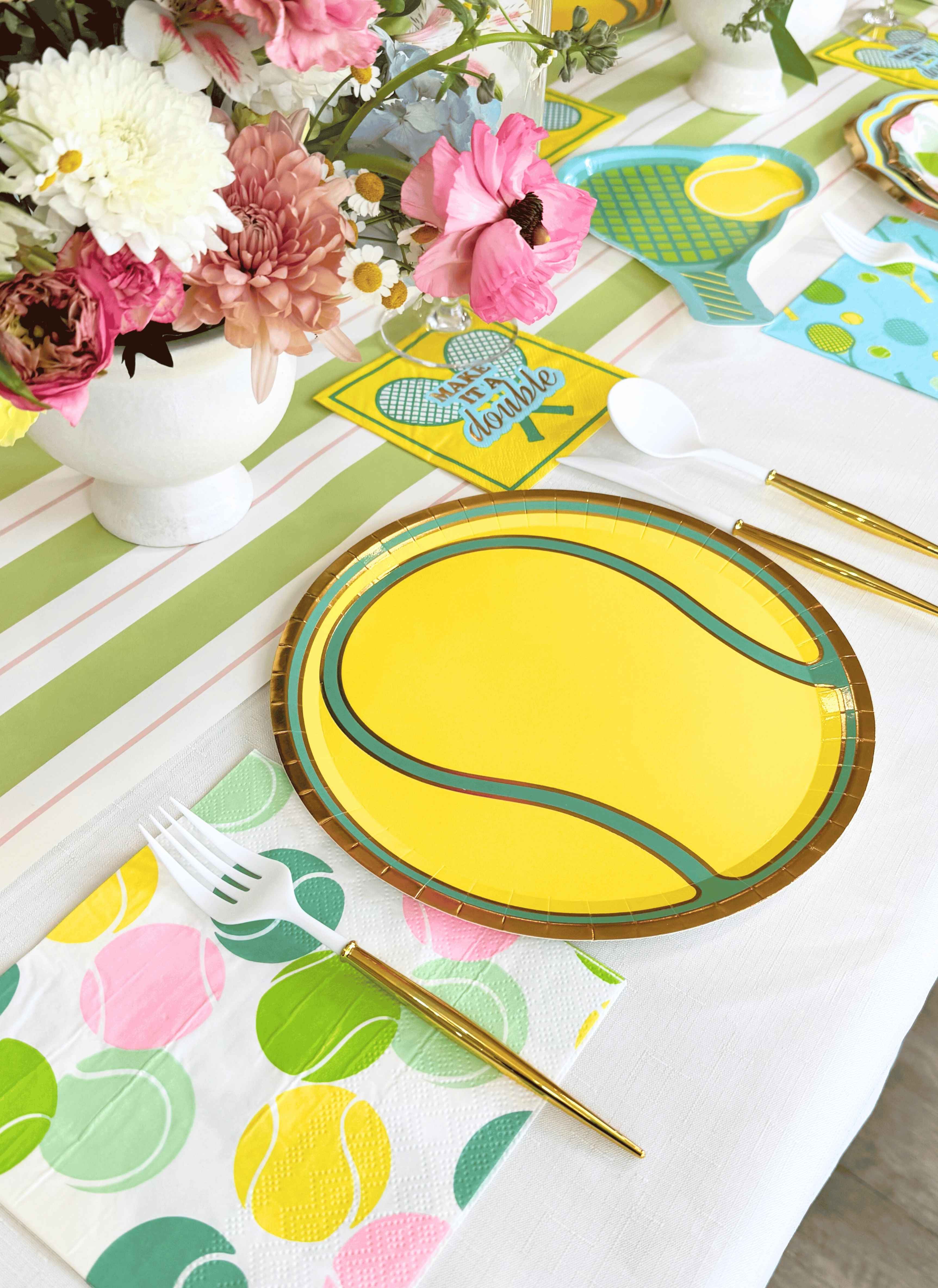 Colorful Tennis Ball Die-Cut Dinner Plates - Set of 8 for Sports Themed Parties, BBQs, and Outdoor Gatherings