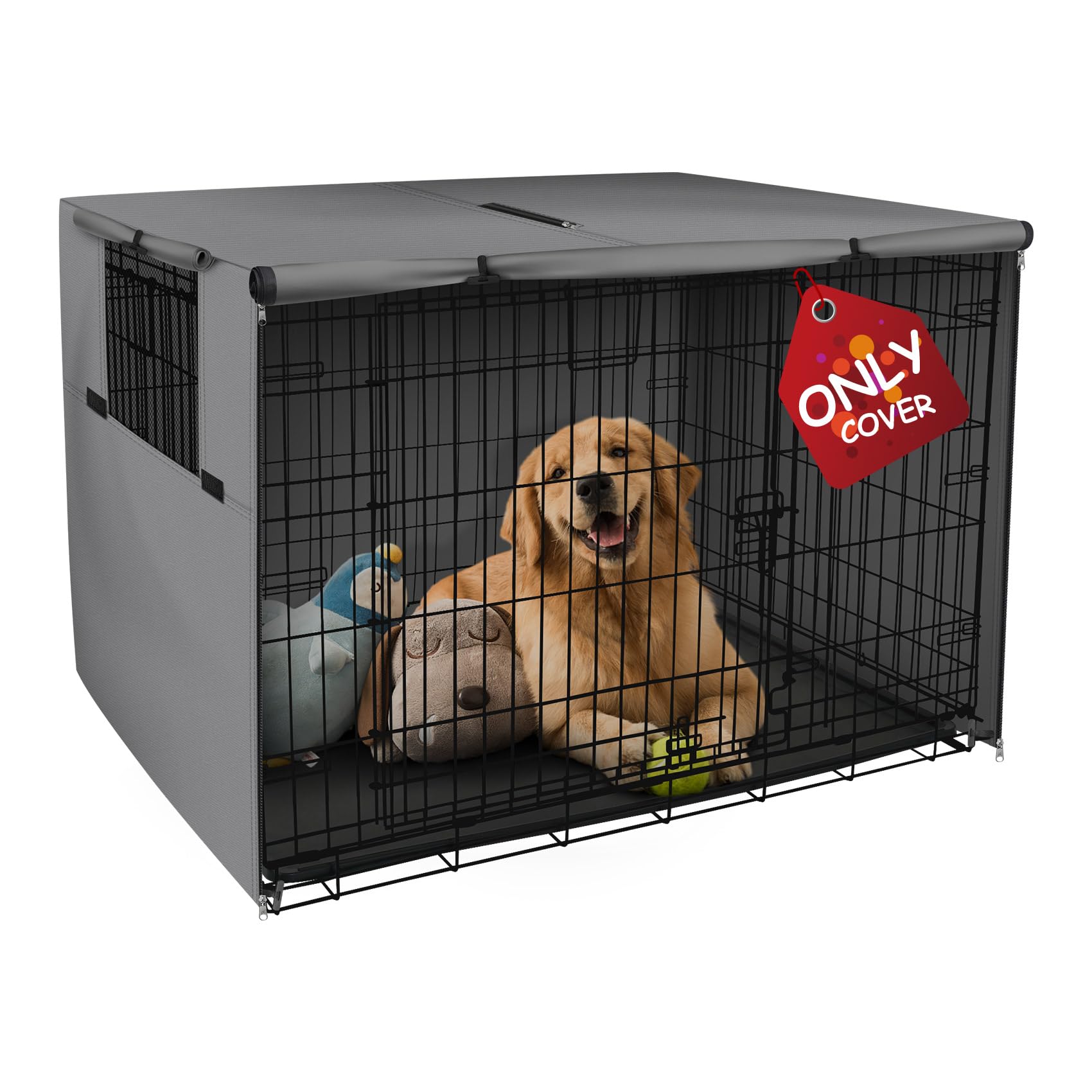 **54-Inch Heavy Duty Polyester Dog Crate Cover - Universal Fit for Wire Kennels, Sunshade & Weather Protection - Grey (Ideal for Indoor/Outdoor Use, Travel & Home Comfort)**