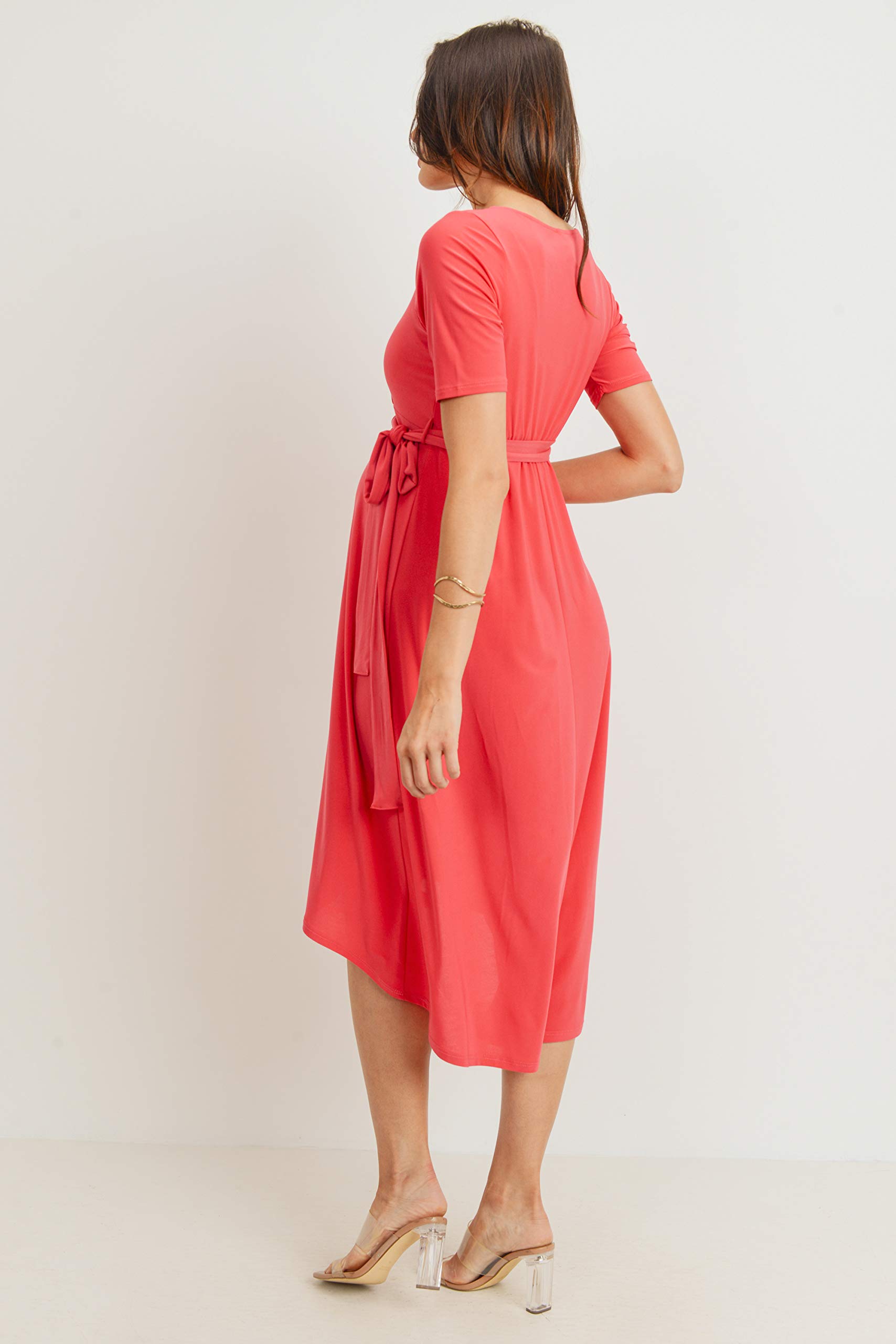 Stylish Women's Maternity Wrap Dress - Mid-Length with Adjustable Waist Belt | Perfect for Pregnancy, Nursing & Special Occasions