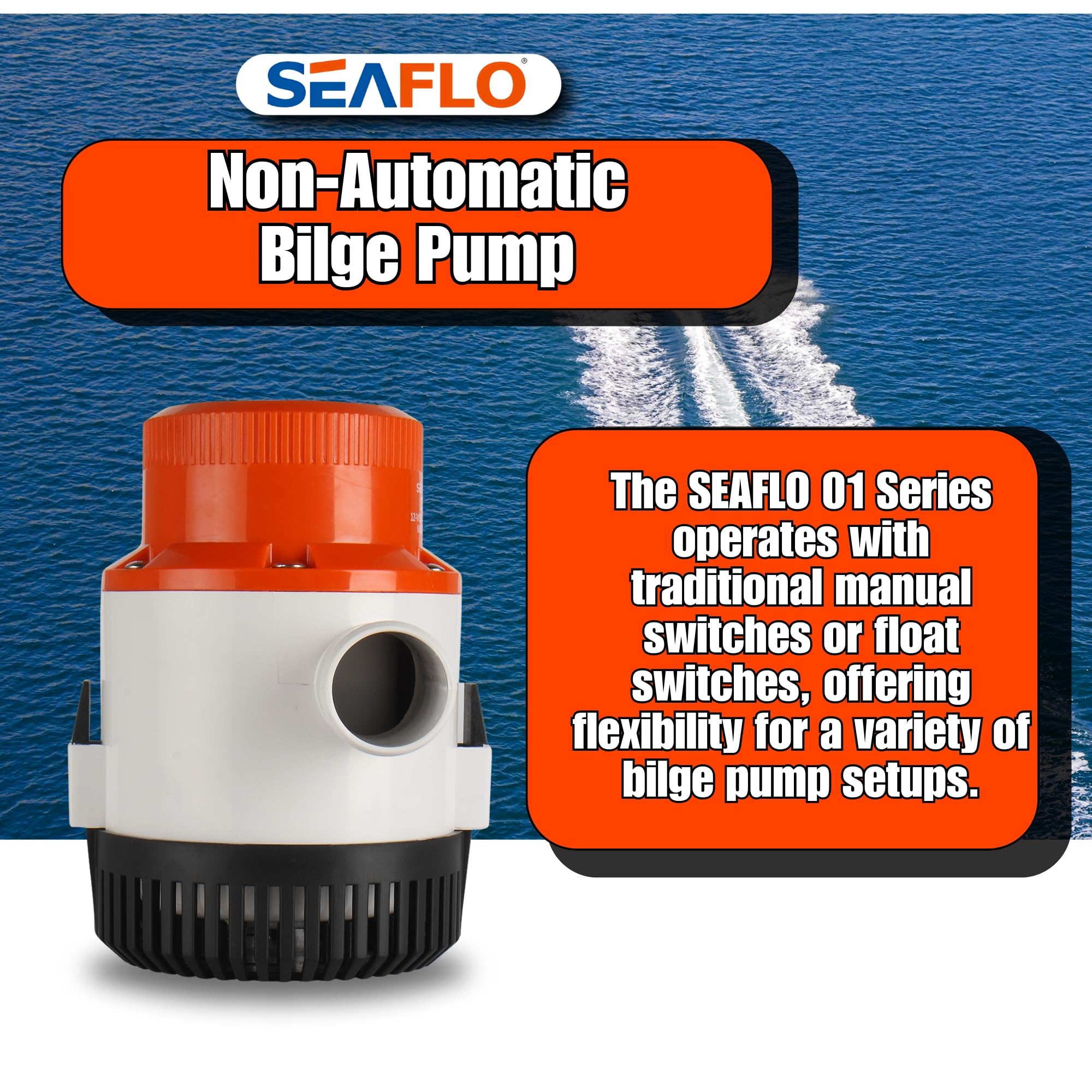 SEAFLO 3700 GPH Electric Marine Bilge Pump - High Capacity Water Removal for Boats, Yachts & Fishing Vessels - Ideal for Flood Prevention & Emergency Water Drainage