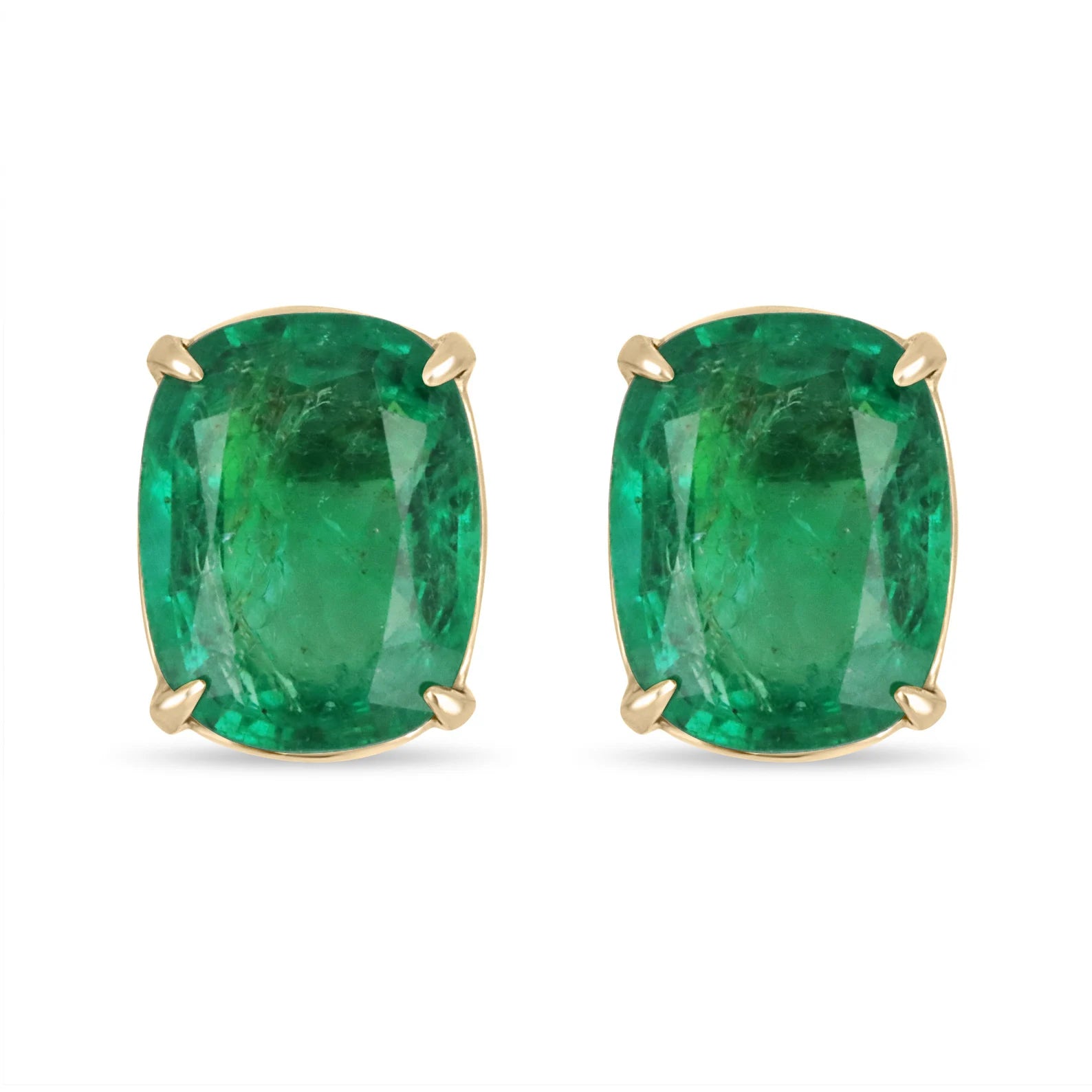 AAA Top Quality 8.25tcw Natural Emerald Cushion Cut Handmade 18K Gold Earrings for Women | Elegant Jewelry Gift for Wedding, Anniversary & Special Occasions