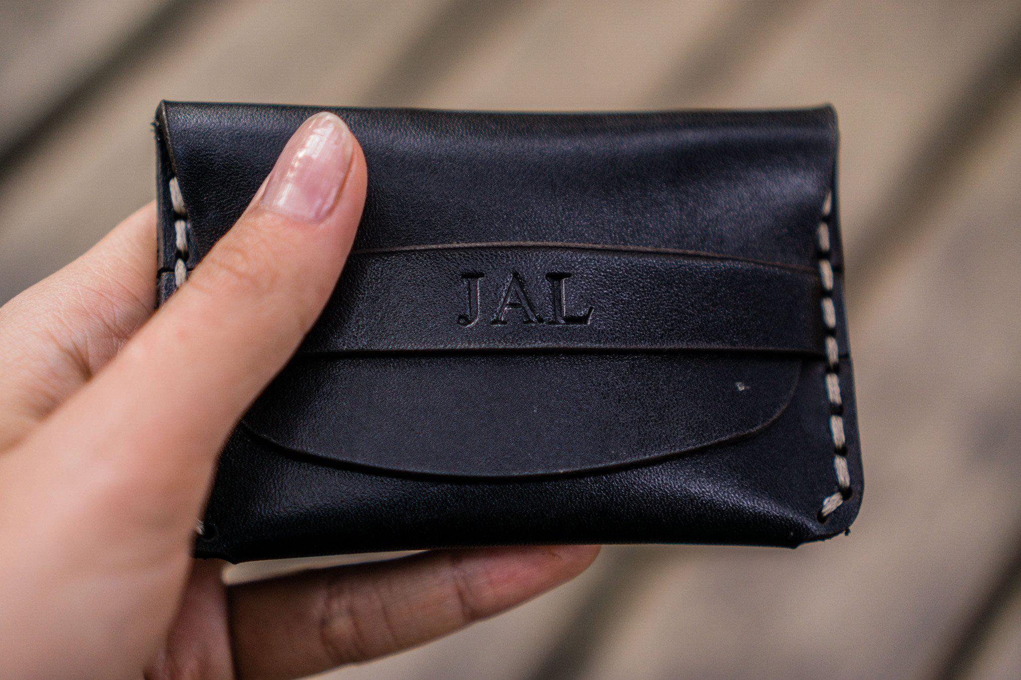 No.36 Personalized Basic Flap Handmade Leather Wallet for Men - Black | RFID Blocking | Gift for Dad, Husband, Boyfriend | Everyday Carry & Travel Essential