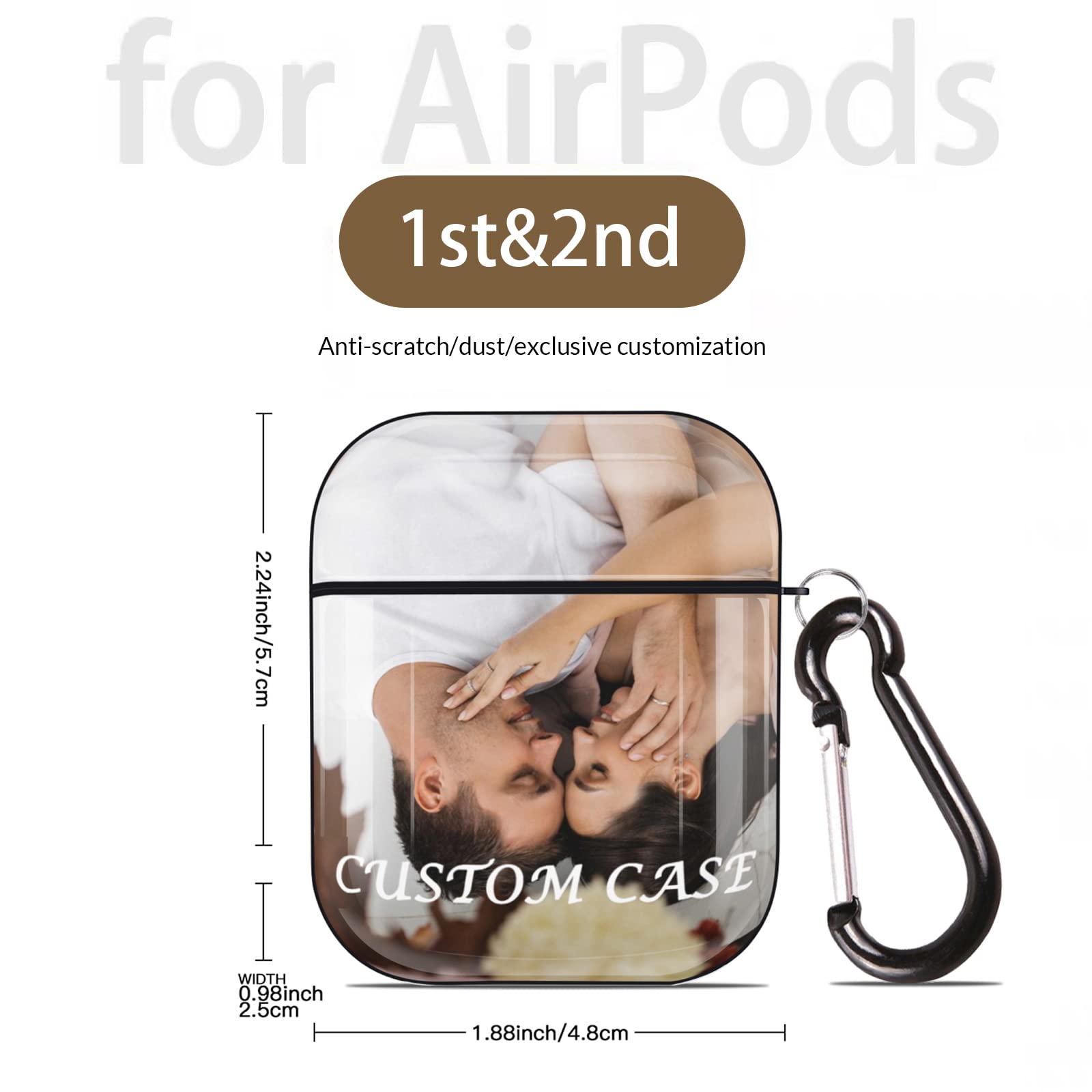 Custom AirPod 1/2 Case with Photo/Text - Personalized Gift for Travel & Daily Use