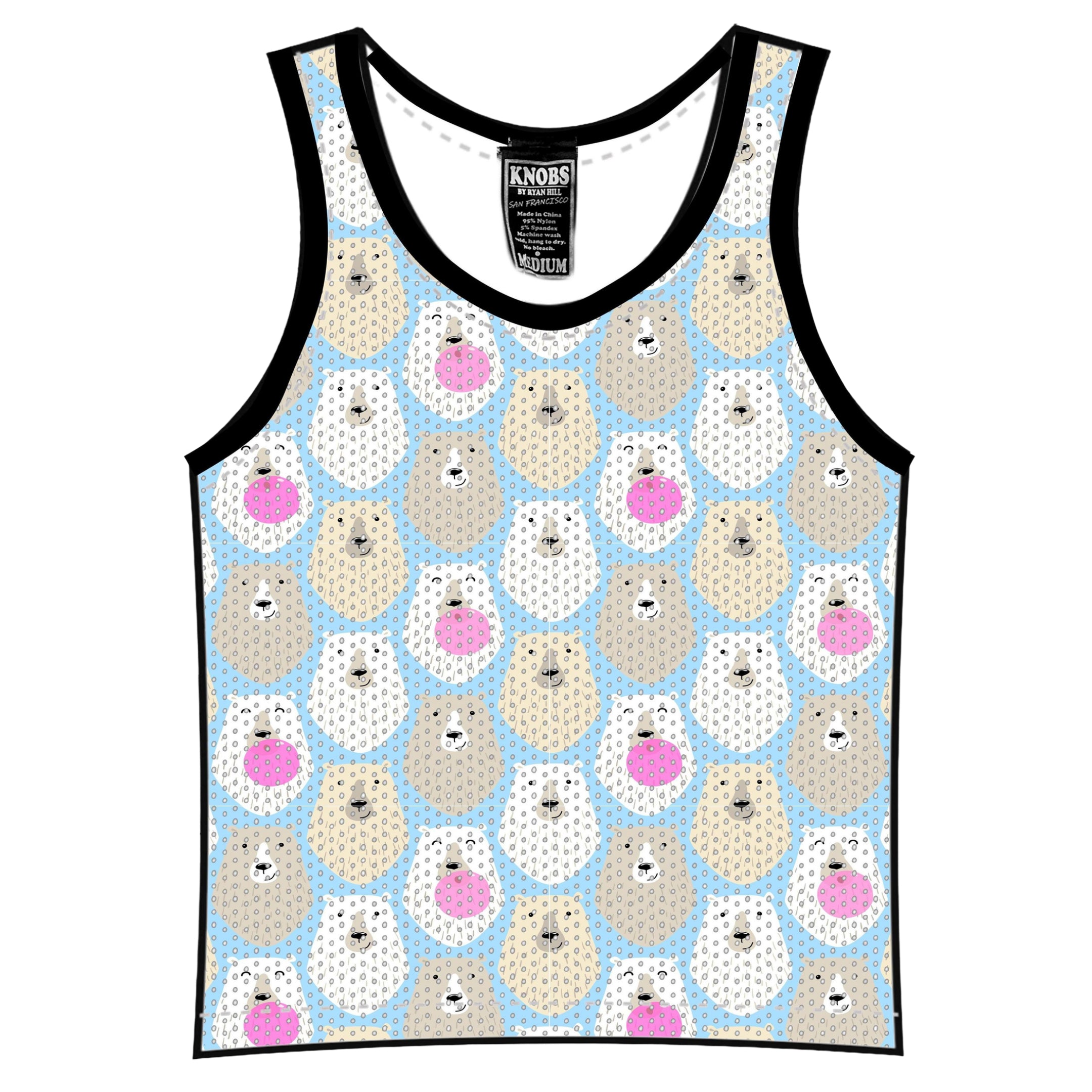 Knobs Bears Mesh Tank Top Sky Blue - Soft & Breathable Women's Casual Tee for Summer, Gym, and Outdoor Activities