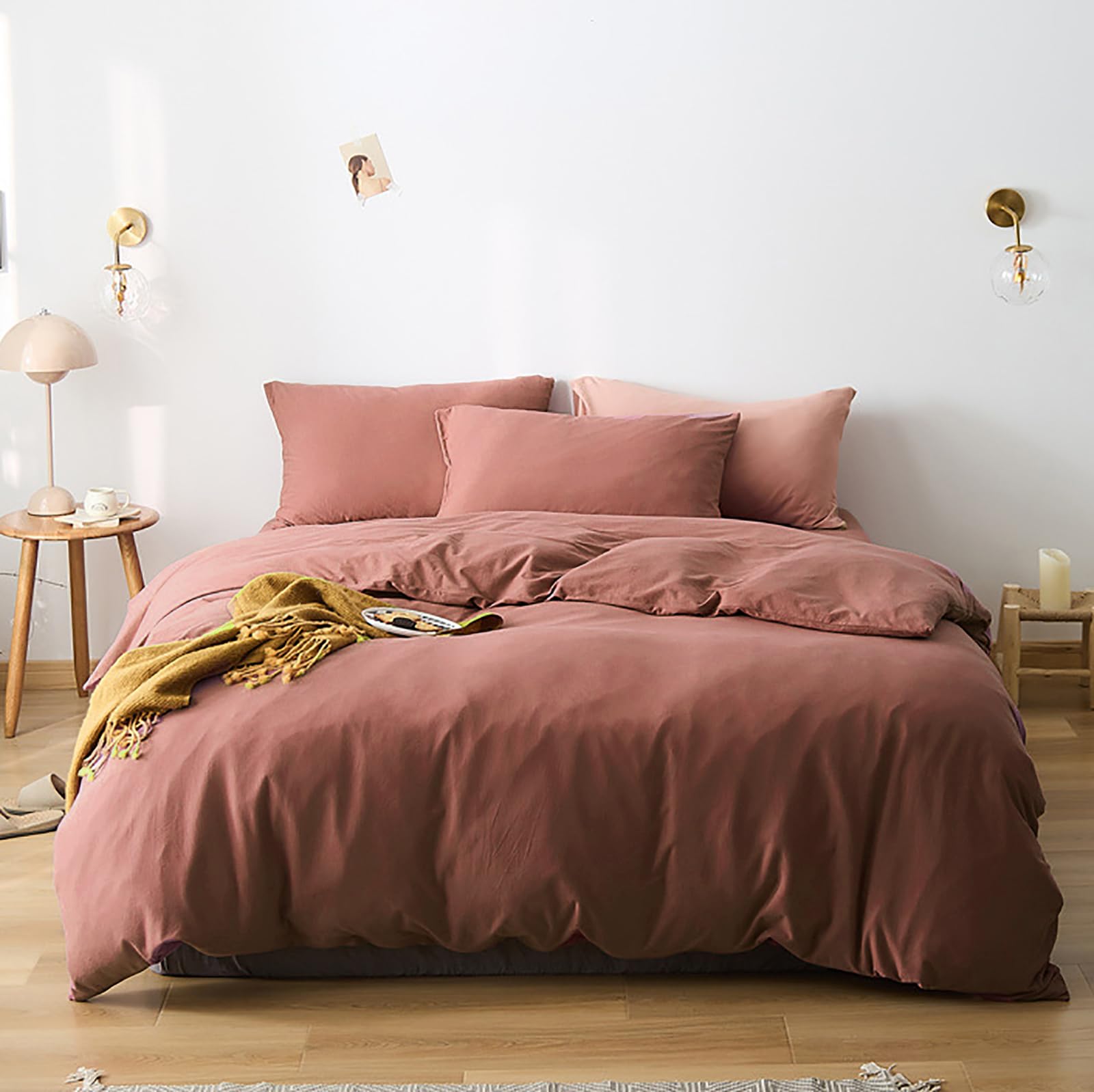California King Comforter Set - Cottonight Brick Red Solid Modern Bedding, Soft 3-Piece Quilted Blanket for Women & Men | Perfect for Cozy Bedrooms, Guest Rooms & Dorm Decor