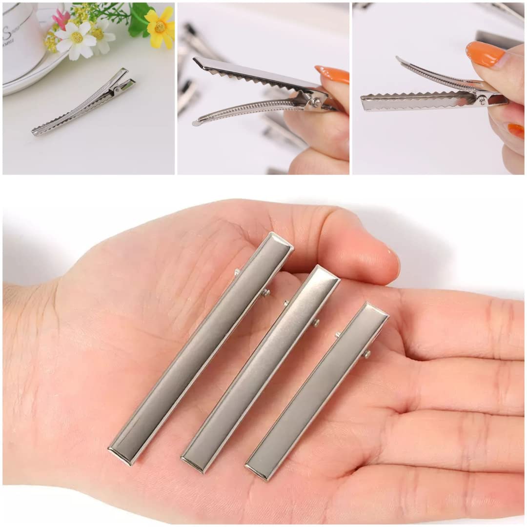 RAWAT® 50pc Silver Metal Hair Clips | Alligator Pins for DIY Hair Accessories (5.5cm) | Perfect for Hair Styling, Braiding, and Updos