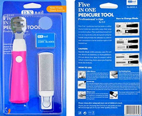 Professional 5-in-1 Pedicure Kit with 10 Replacement Blades - Foot Callus Remover, Corn & Dead Skin Care Tools for Home Spa & Salon Use