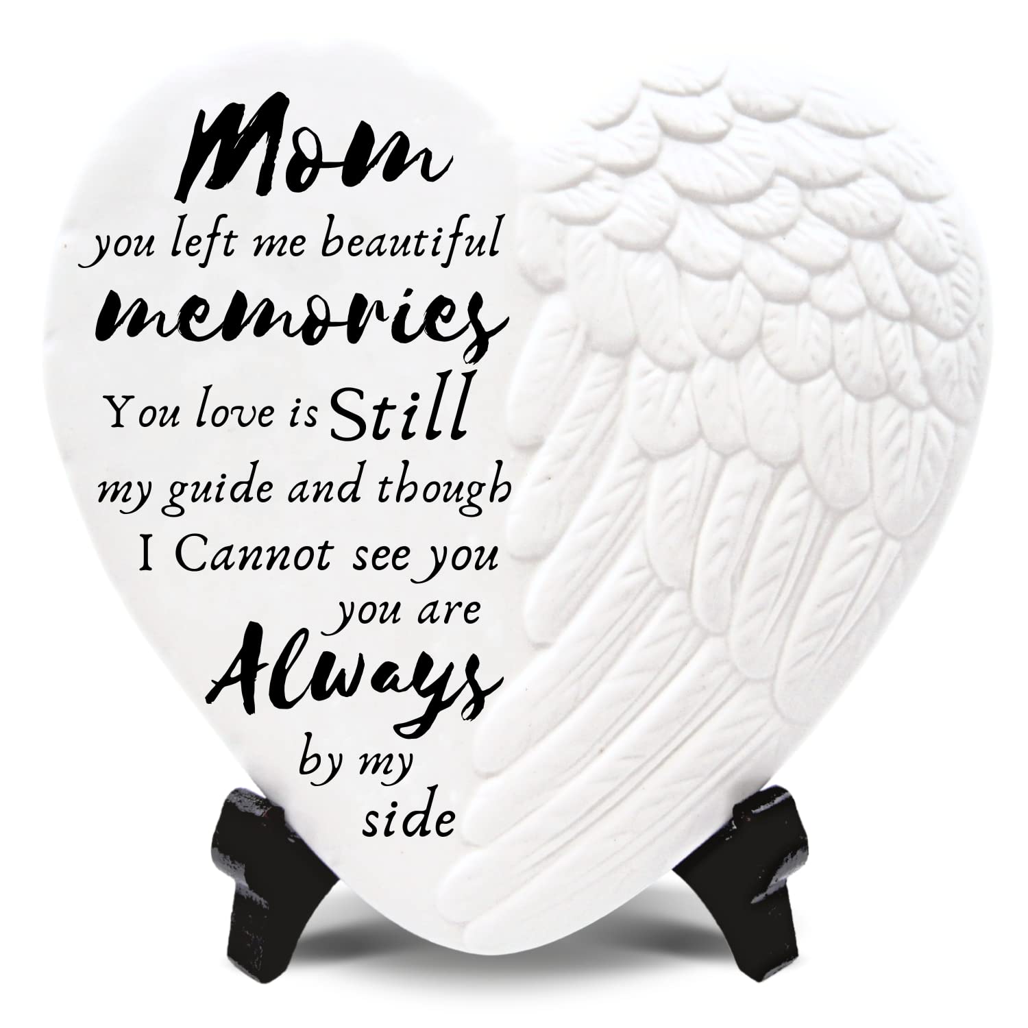 Memorial Gifts for Loss of Mother - Elegant Angel Wing Plaque with Sympathy Card - Thoughtful Sympathy Gifts for Mom's Passing, Funeral Remembrance & Condolence Gift - Perfect for Home Memorials, Funeral Services & Comforting Grieving Loved Ones