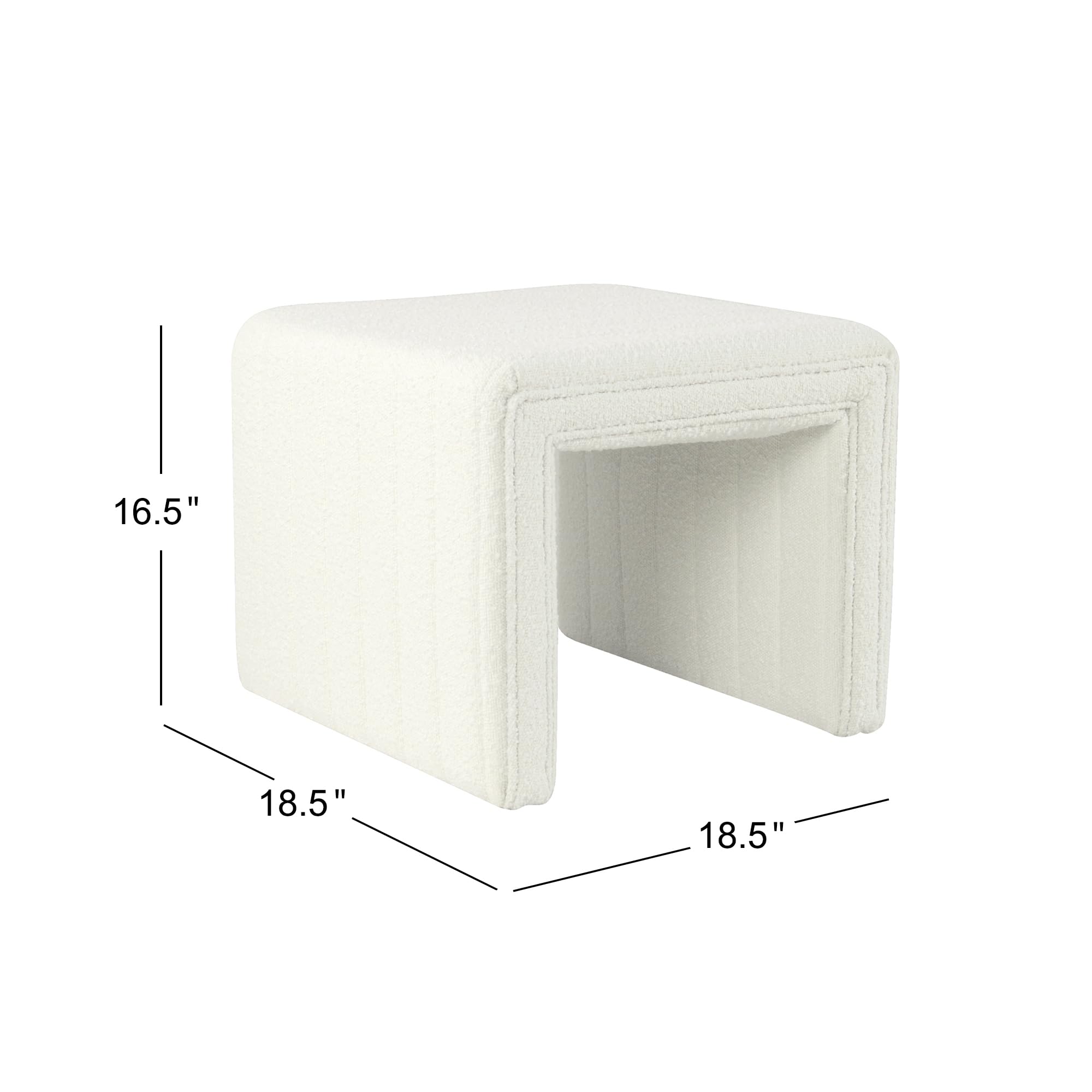 HomePop Modern Channel Tufted Ottoman - Cream Boucle Upholstered Storage Footstool | Living Room, Bedroom & Nursery Decor | Perfect for Extra Seating, Footrest or Coffee Table Use