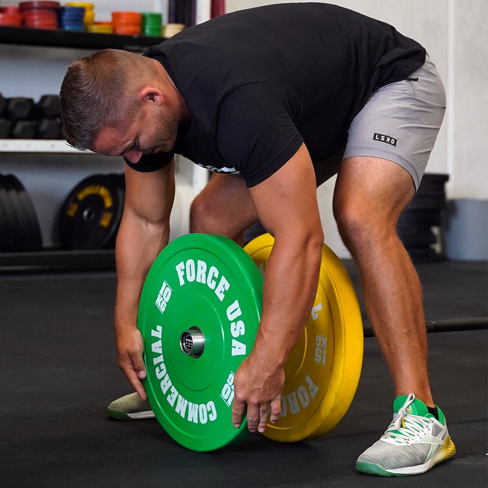 Force USA Pro Grade Coloured Bumper Plates - Olympic Weight Plates for CrossFit & Powerlifting - Home Gym & Commercial Gym Equipment (Sold Individually)