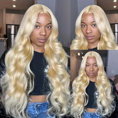 Natural Looking Lace Front Wigs for Women - 28in Long Curly Human Hair Wigs in Black & Blonde | Perfect for Daily Wear, Parties & Special Occasions