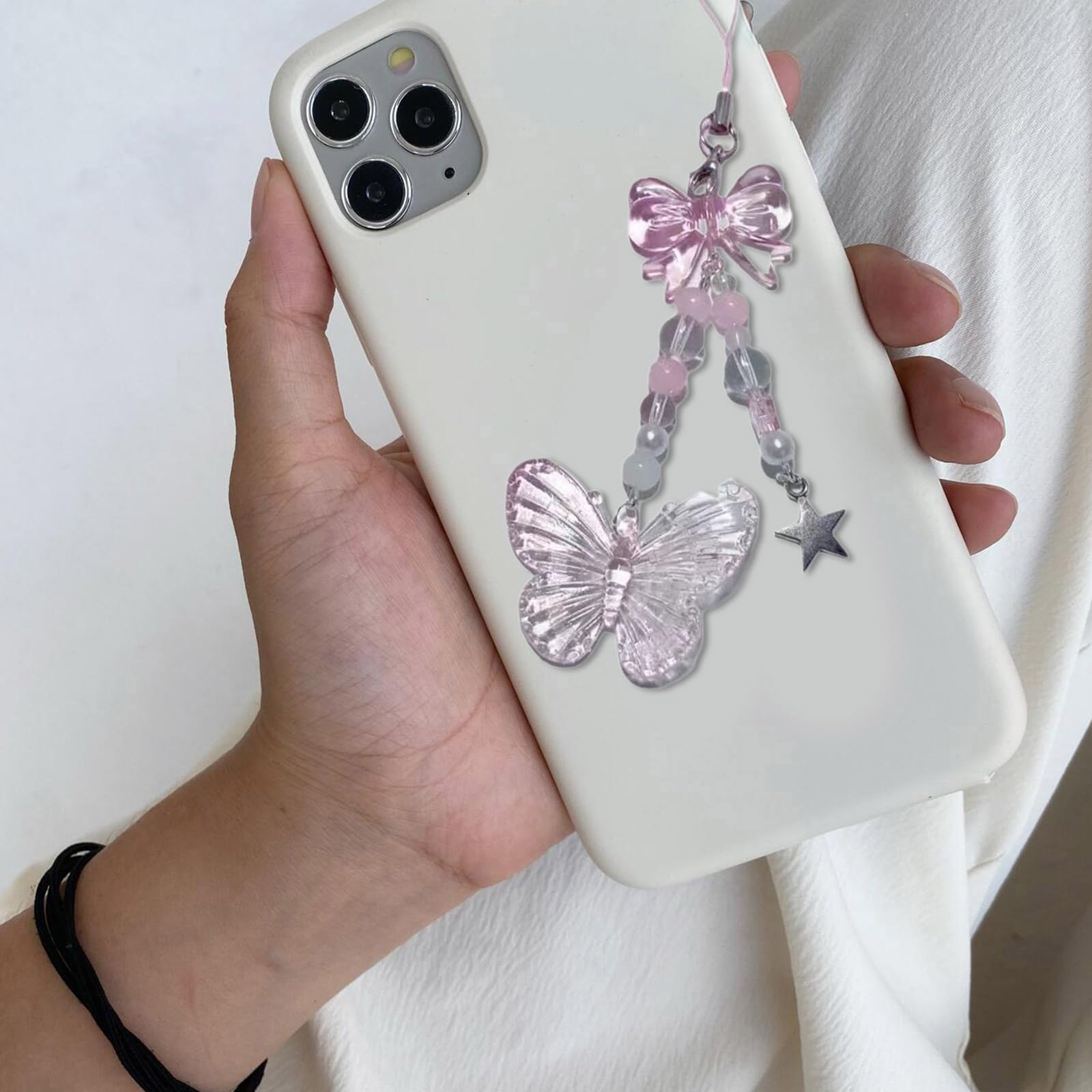 Saddgo Stylish Beaded Phone Strap - Butterfly Phone Pendant & Lanyard for iPhone Samsung - Fashion Phone Jewelry Accessory for Women Girls - Perfect for Work, Party, Travel & Daily Use