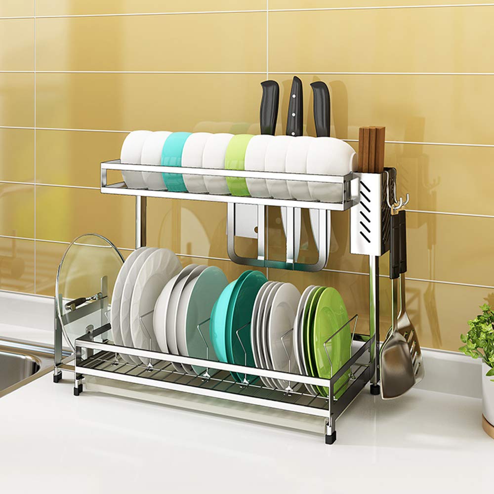 Stainless Steel Kitchen Drain Rack - Multi-Purpose Countertop Storage Organizer for Knives, Pot Lids & Cutting Boards | Durable 304 Steel | Perfect for Small Kitchens & Dish Drying