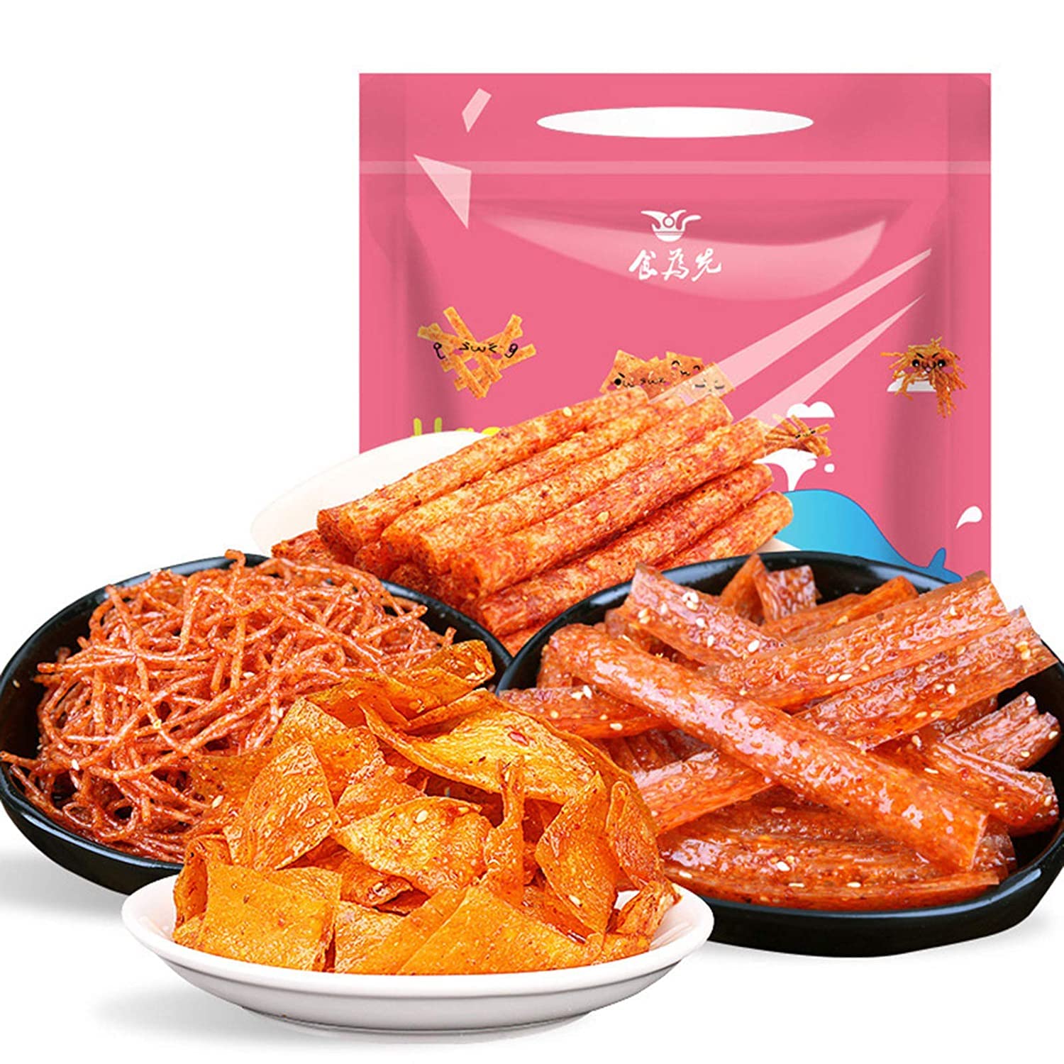 Spicy La Tiao Vegetarian Snack Strips - Authentic Chinese Spicy Snacks, Office & Travel Snacks, Individually Wrapped for Easy Portability (3-Pack Gift Set) | Perfect for Work Breaks, Road Trips & Party Platters